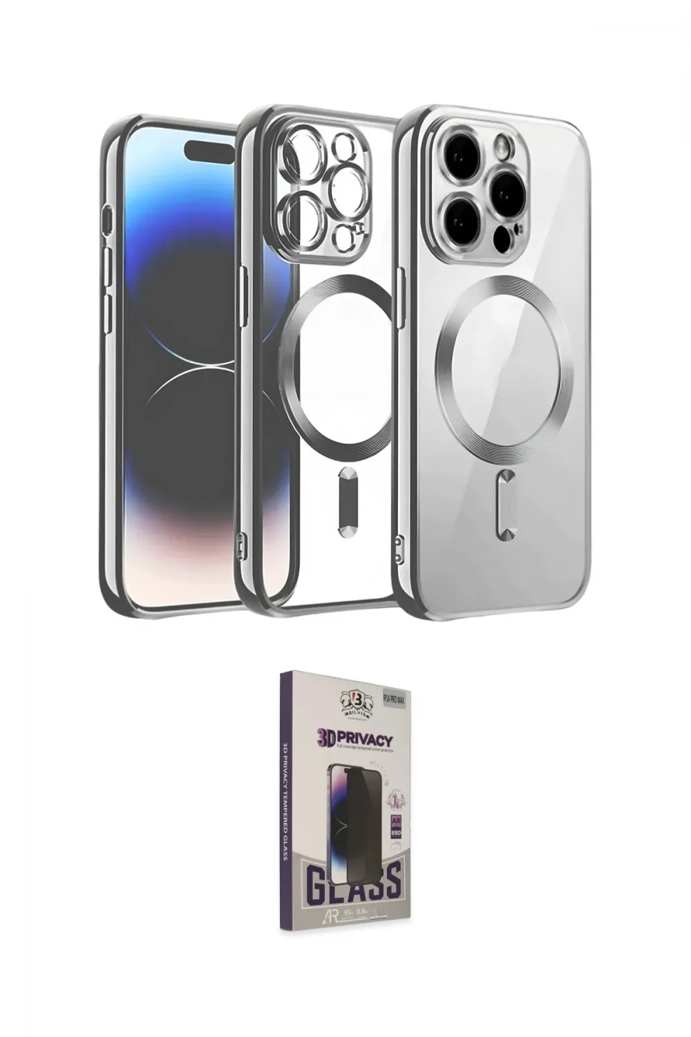 ieg™ iPhone 13 Pro Max Kılıf Nova Işık Özel Seri - Siyah Bilvis Hayalet Cam Ekran Koruyucu