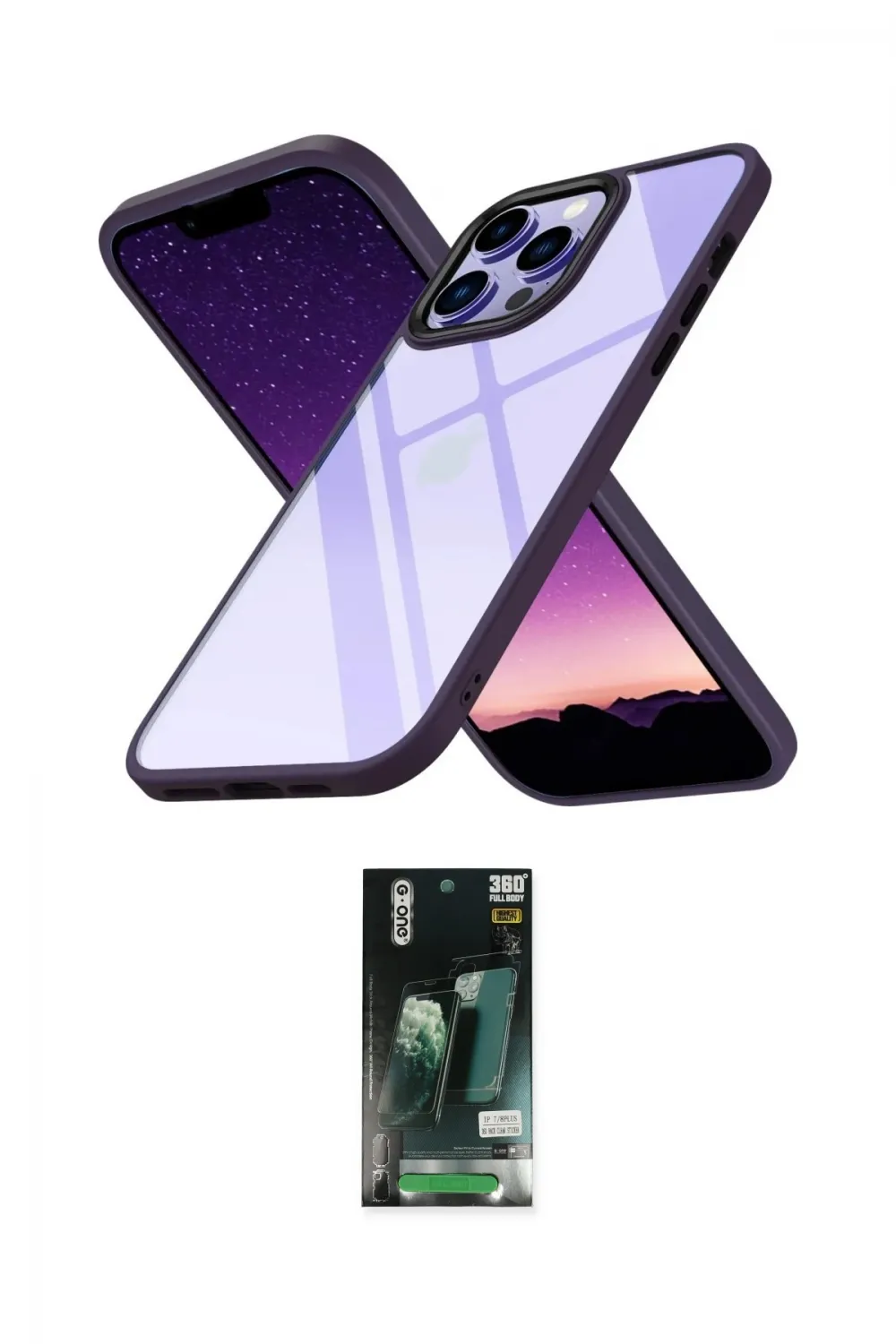 ieg™ iPhone 13 Pro Max Kılıf Nova Işık Serisi - Şeffaf 360 Full Body Arka Koruyucu