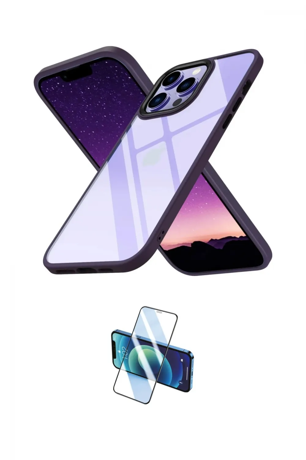 ieg™ iPhone 13 Pro Max Kılıf Nova Işık Serisi - Siyah 3D Antistatik Cam Ekran Koruyucu