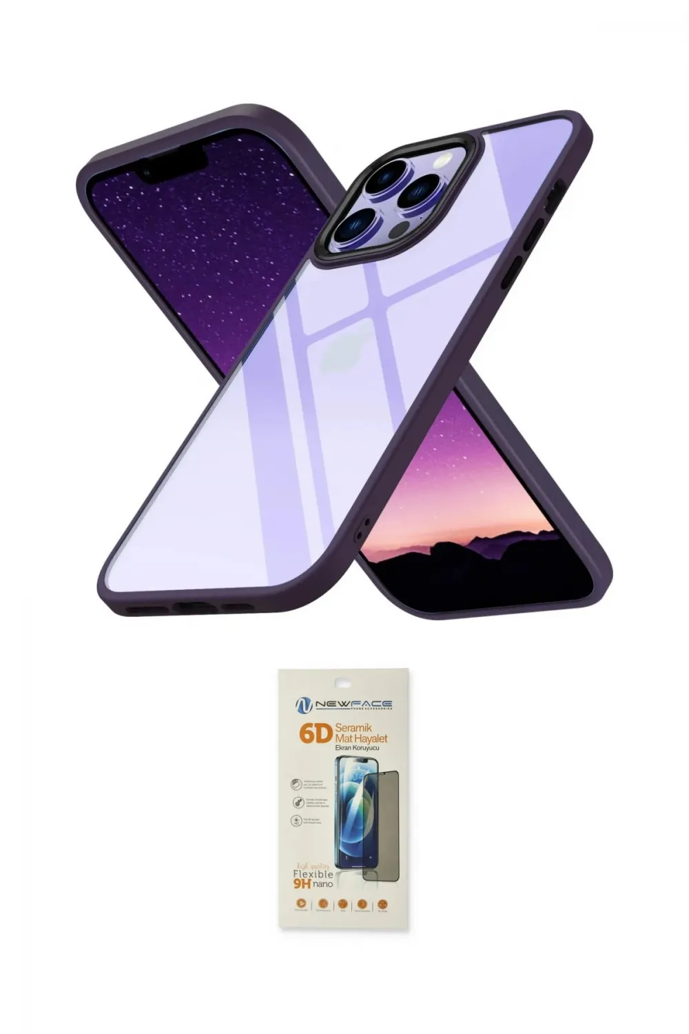 ieg™ iPhone 13 Pro Max Kılıf Nova Işık Serisi - Siyah 6D Mat Seramik Hayalet Nano Ekran Koruyucu