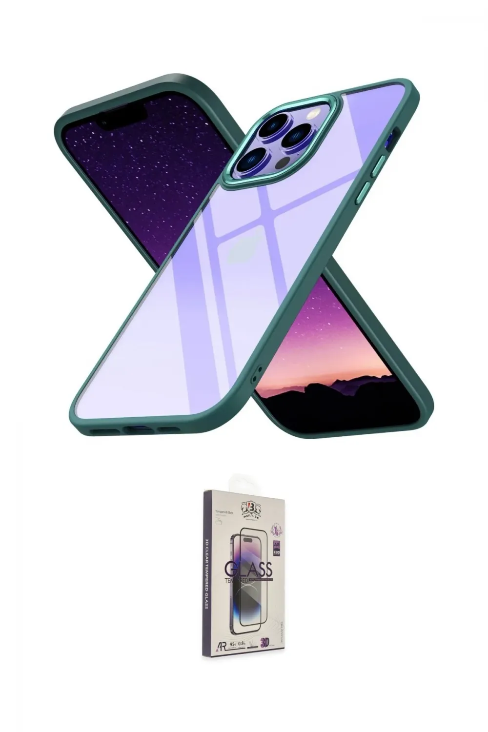 ieg™ iPhone 13 Pro Max Kılıf Nova Işık Serisi - Siyah Bilvis 3D Cam Ekran Koruyucu