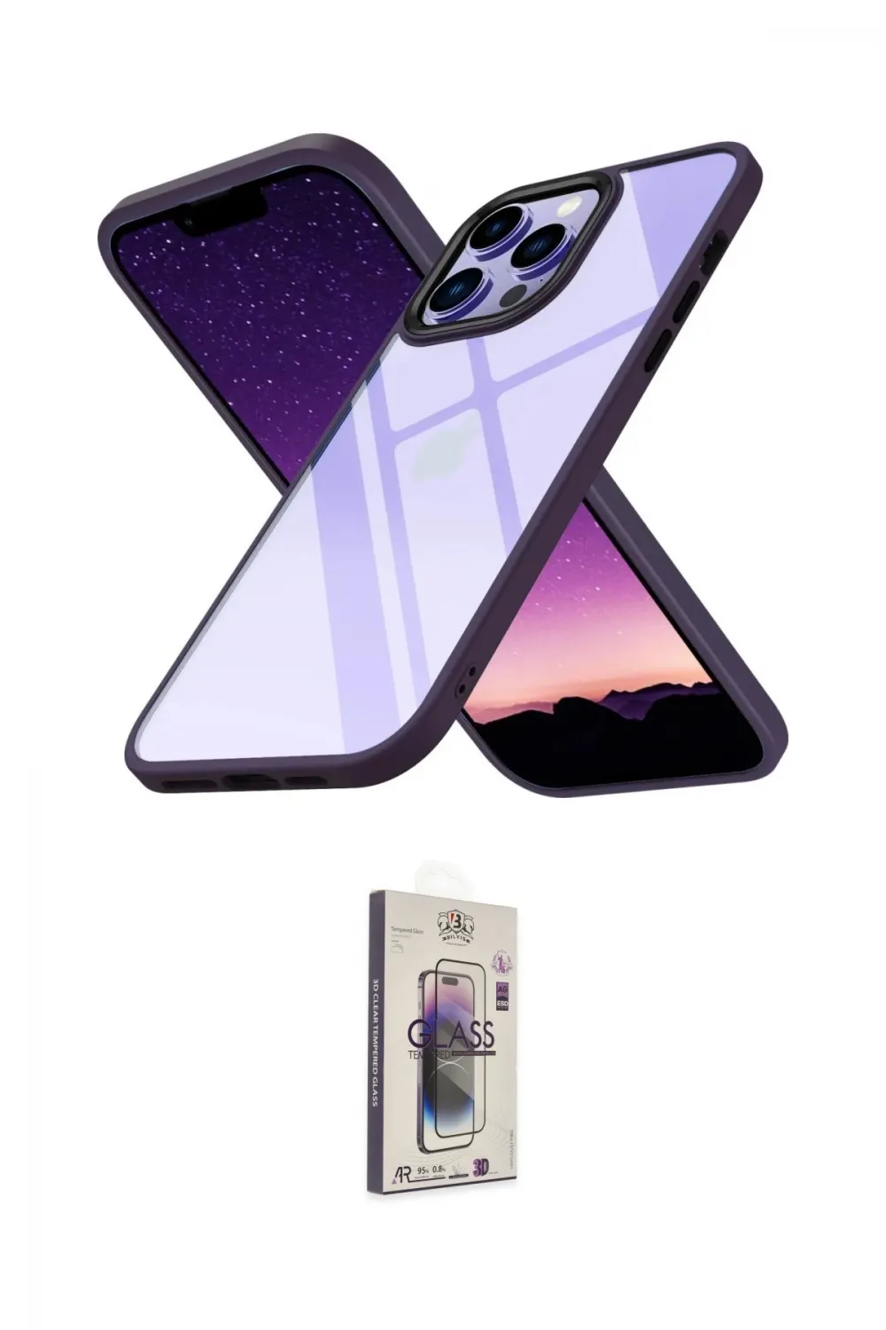 ieg™ iPhone 13 Pro Max Kılıf Nova Işık Serisi - Siyah Bilvis 3D Cam Ekran Koruyucu