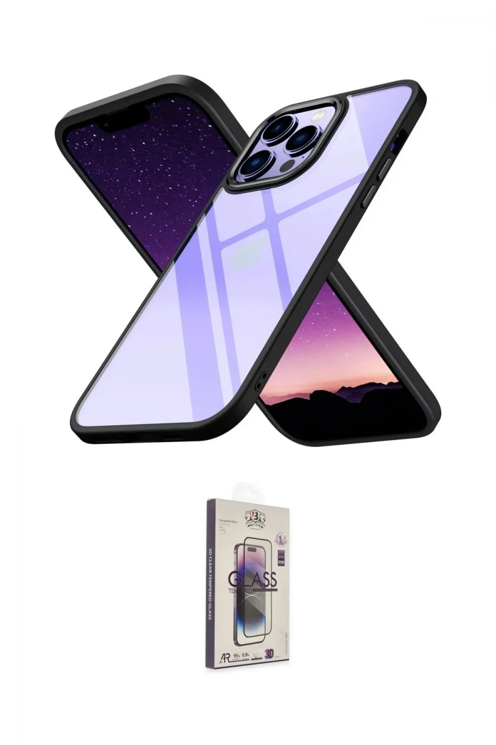 ieg™ iPhone 13 Pro Max Kılıf Nova Işık Serisi - Siyah Bilvis 3D Cam Ekran Koruyucu