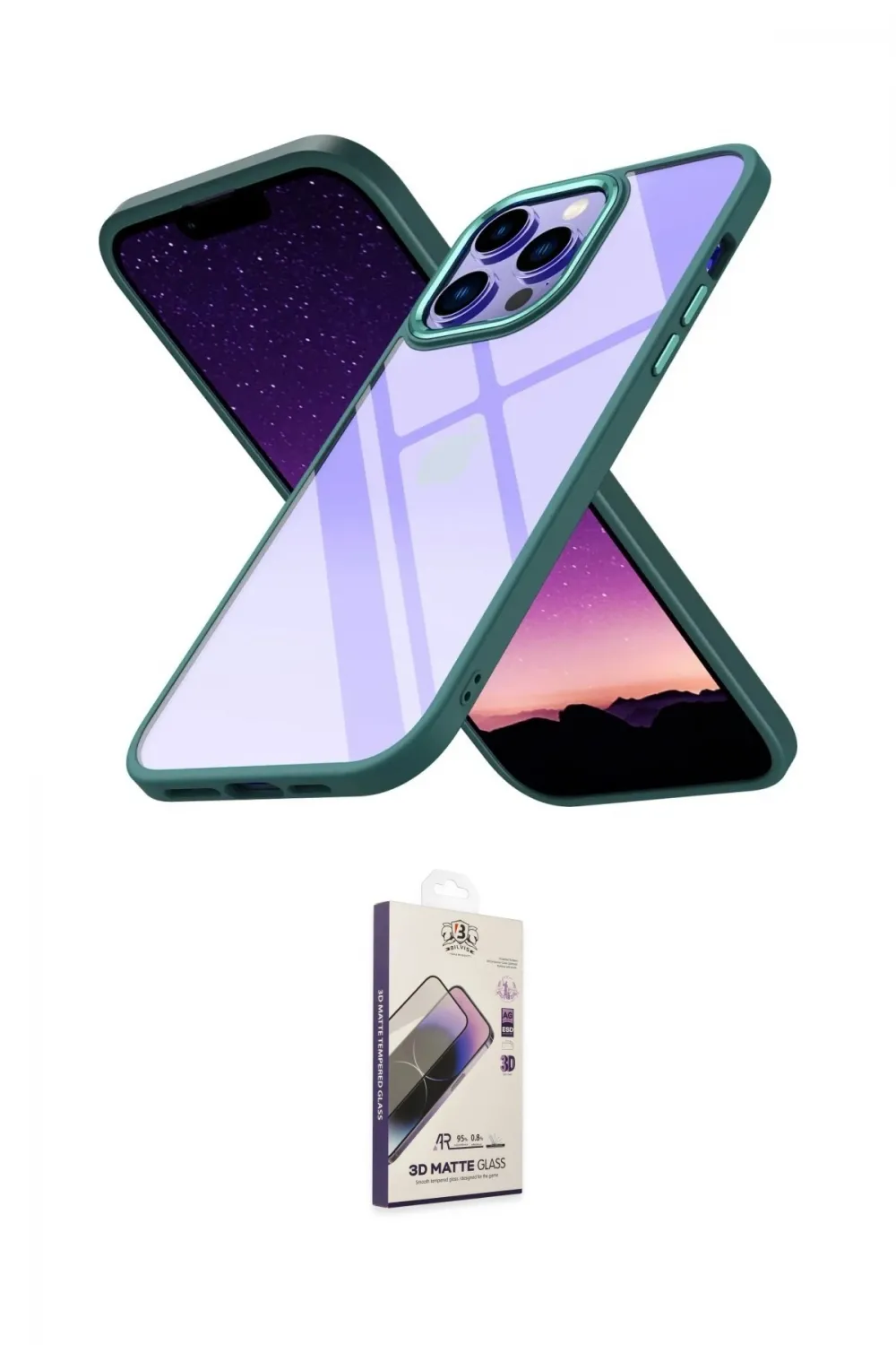 ieg™ iPhone 13 Pro Max Kılıf Nova Işık Serisi - Siyah Bilvis 3D Mat Cam Ekran Koruyucu