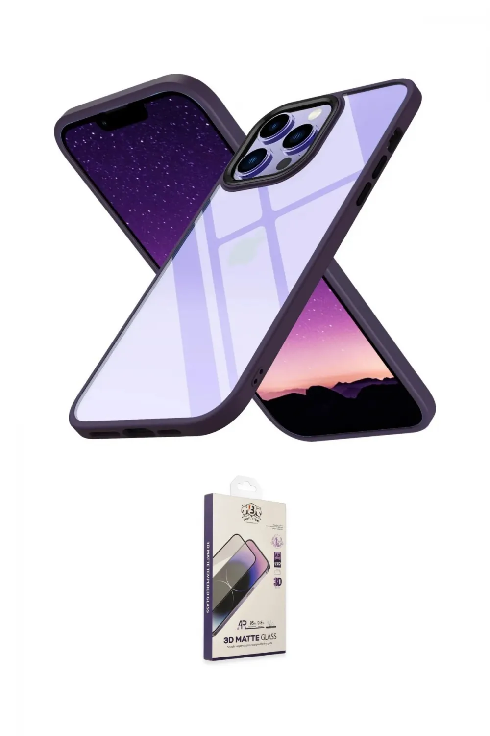 ieg™ iPhone 13 Pro Max Kılıf Nova Işık Serisi - Siyah Bilvis 3D Mat Cam Ekran Koruyucu