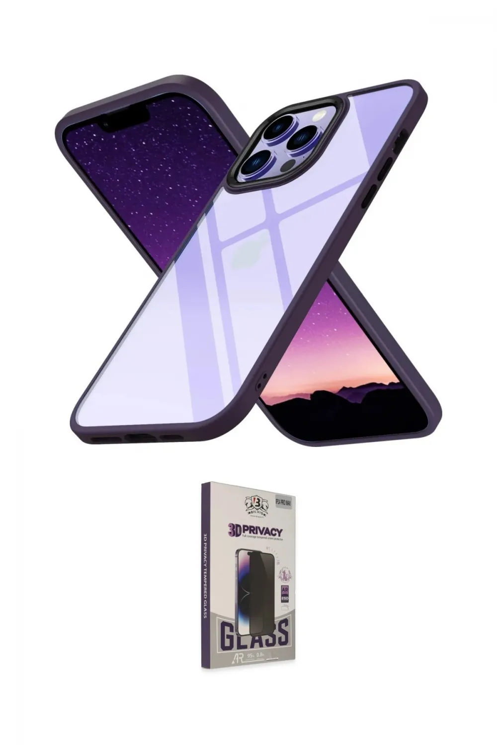 ieg™ iPhone 13 Pro Max Kılıf Nova Işık Serisi - Siyah Bilvis Hayalet Cam Ekran Koruyucu