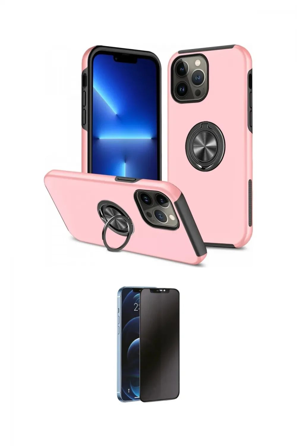 ieg™ iPhone 13 Pro Max Kılıf Odak Form Prime - Siyah 3D Antistatik Hayalet Cam Ekran Koruyucu
