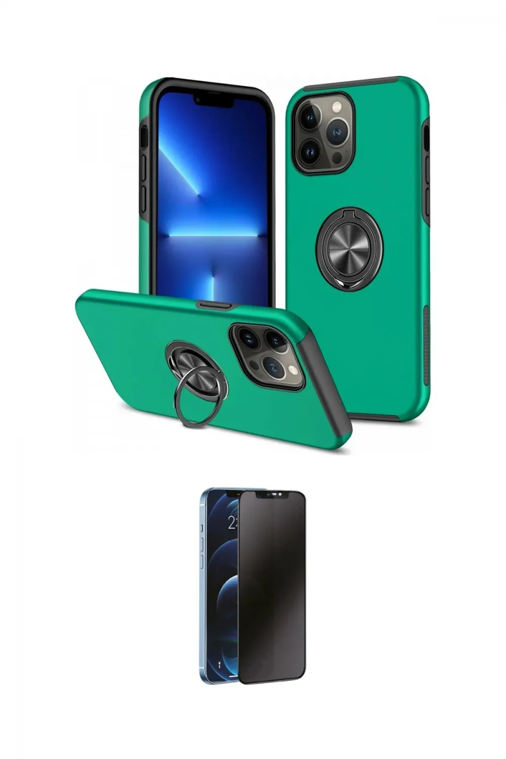 ieg™ iPhone 13 Pro Max Kılıf Odak Form Prime - Siyah 3D Antistatik Hayalet Cam Ekran Koruyucu