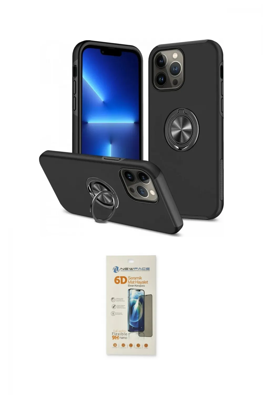 ieg™ iPhone 13 Pro Max Kılıf Odak Form Prime - Siyah 6D Mat Seramik Hayalet Nano Ekran Koruyucu