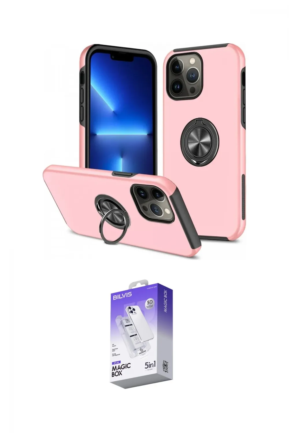ieg™ iPhone 13 Pro Max Kılıf Odak Form Prime - Siyah Bilvis 5in1 3D Magic Cam Ekran Koruyucu