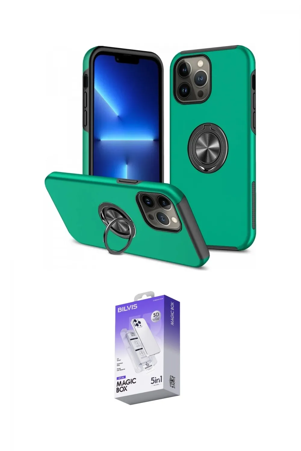 ieg™ iPhone 13 Pro Max Kılıf Odak Form Prime - Siyah Bilvis 5in1 3D Magic Cam Ekran Koruyucu