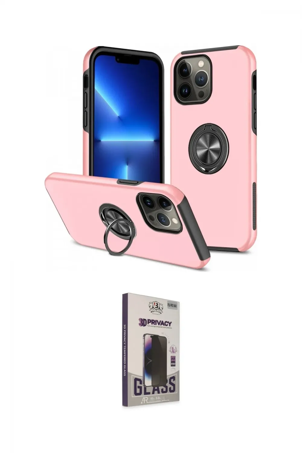 ieg™ iPhone 13 Pro Max Kılıf Odak Form Prime - Siyah Bilvis Hayalet Cam Ekran Koruyucu