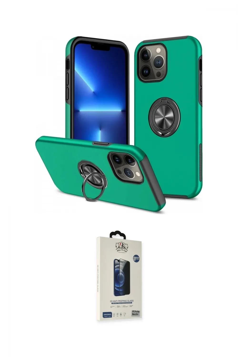 ieg™ iPhone 13 Pro Max Kılıf Odak Form Prime - Siyah Bilvis Hayalet Cam Ekran Koruyucu