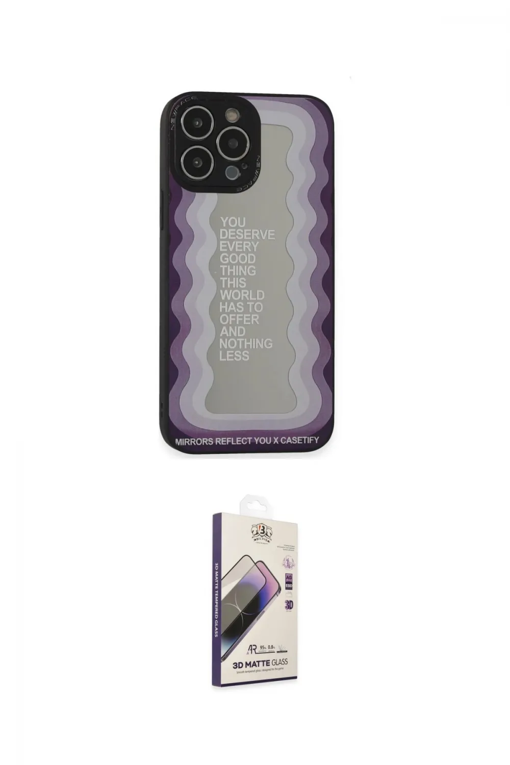 ieg™ iPhone 13 Pro Max Kılıf Odak Klasik Serisi - Siyah Bilvis 3D Mat Cam Ekran Koruyucu