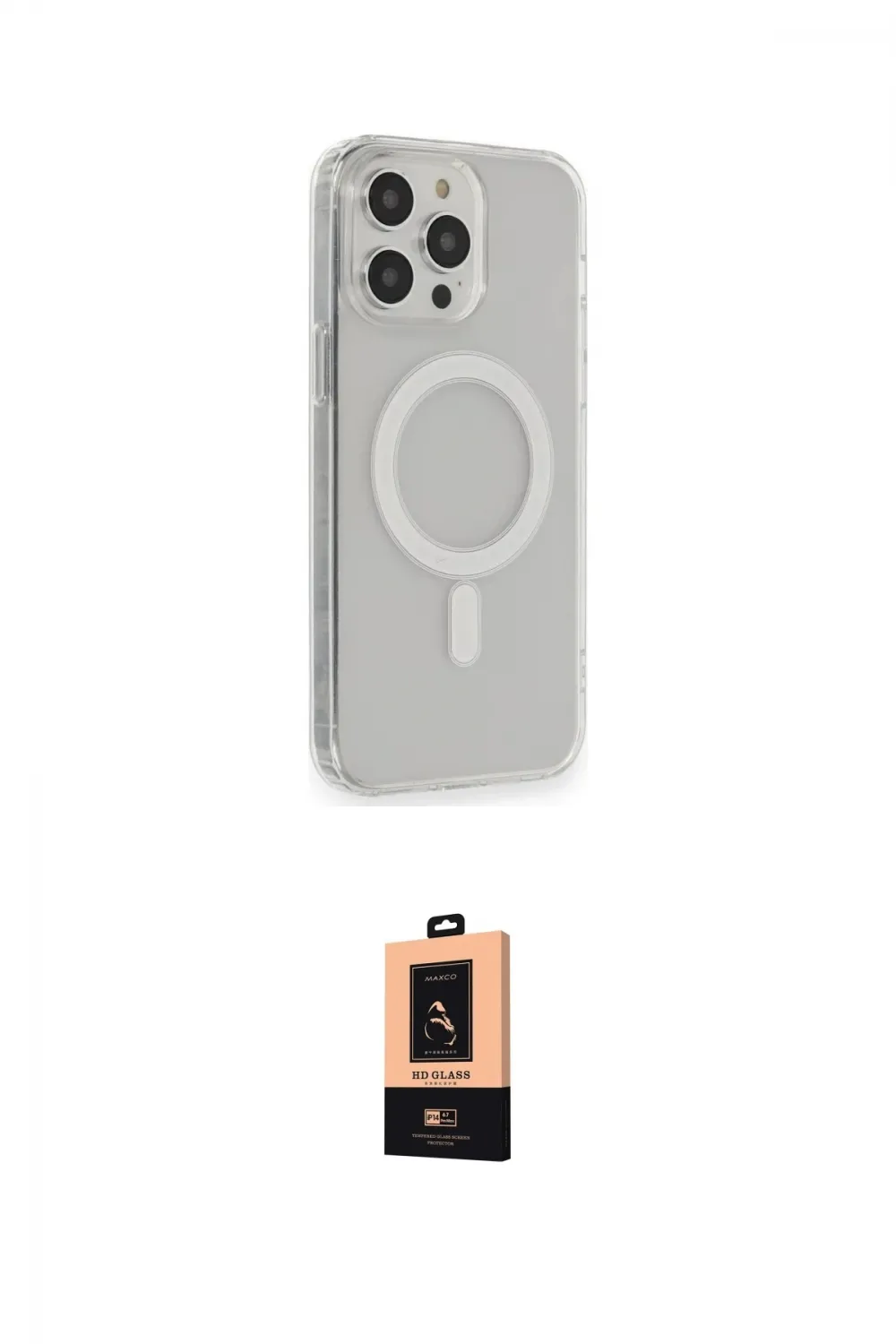 ieg™ iPhone 13 Pro Max Kılıf Pusula Çizgi Koleksiyonu - Şeffaf Maxco Cam Ekran Koruyucu