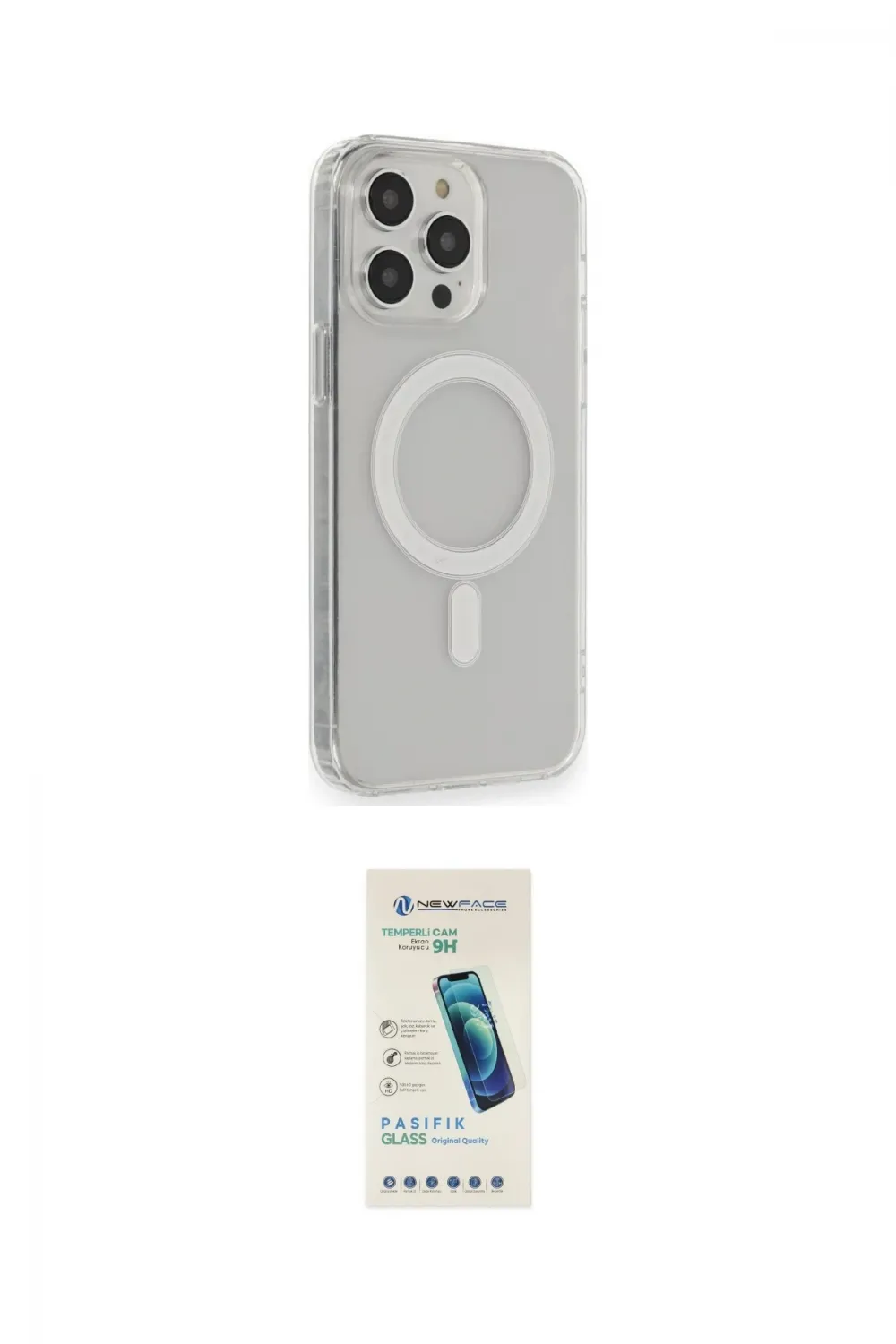 ieg™ iPhone 13 Pro Max Kılıf Pusula Çizgi Koleksiyonu - Şeffaf Pasifik Cam Ekran Koruyucu