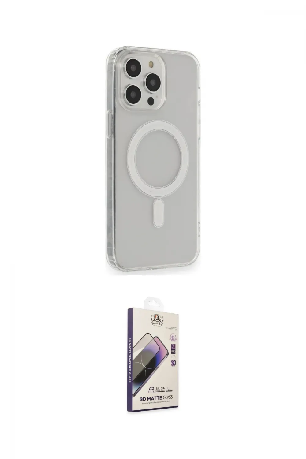ieg™ iPhone 13 Pro Max Kılıf Pusula Çizgi Koleksiyonu - Siyah Bilvis 3D Mat Cam Ekran Koruyucu