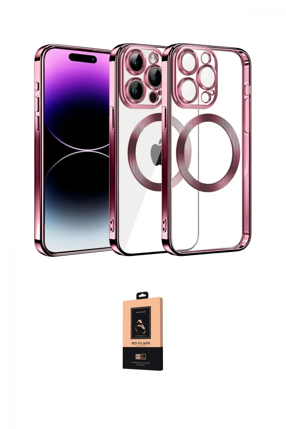 ieg™ iPhone 13 Pro Max Kılıf Pusula Form - Şeffaf Maxco Cam Ekran Koruyucu