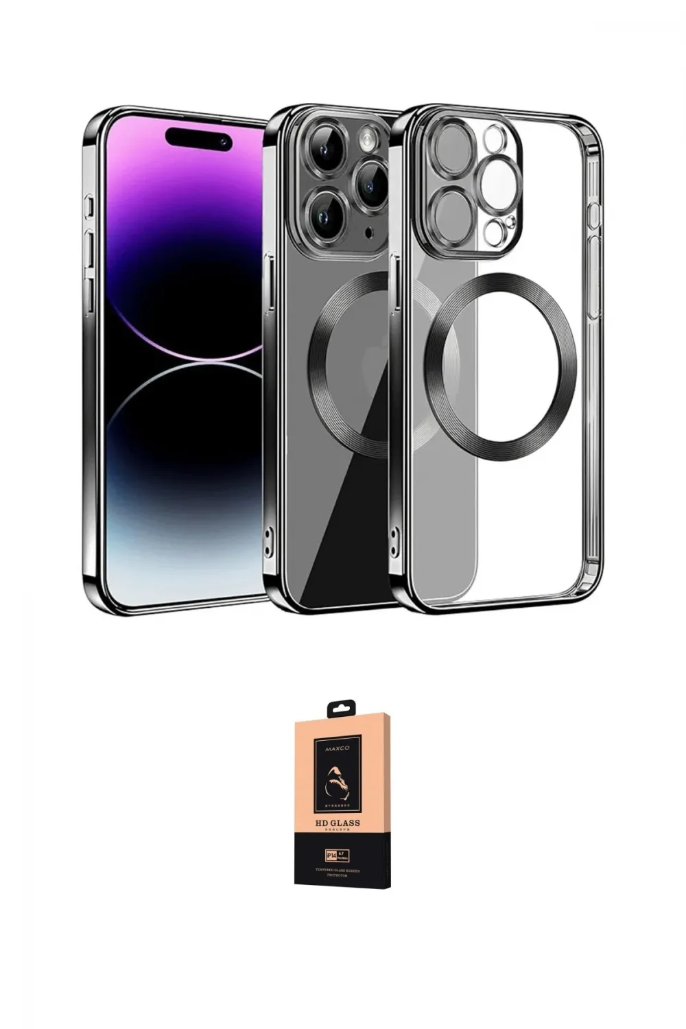 ieg™ iPhone 13 Pro Max Kılıf Pusula Form - Şeffaf Maxco Cam Ekran Koruyucu
