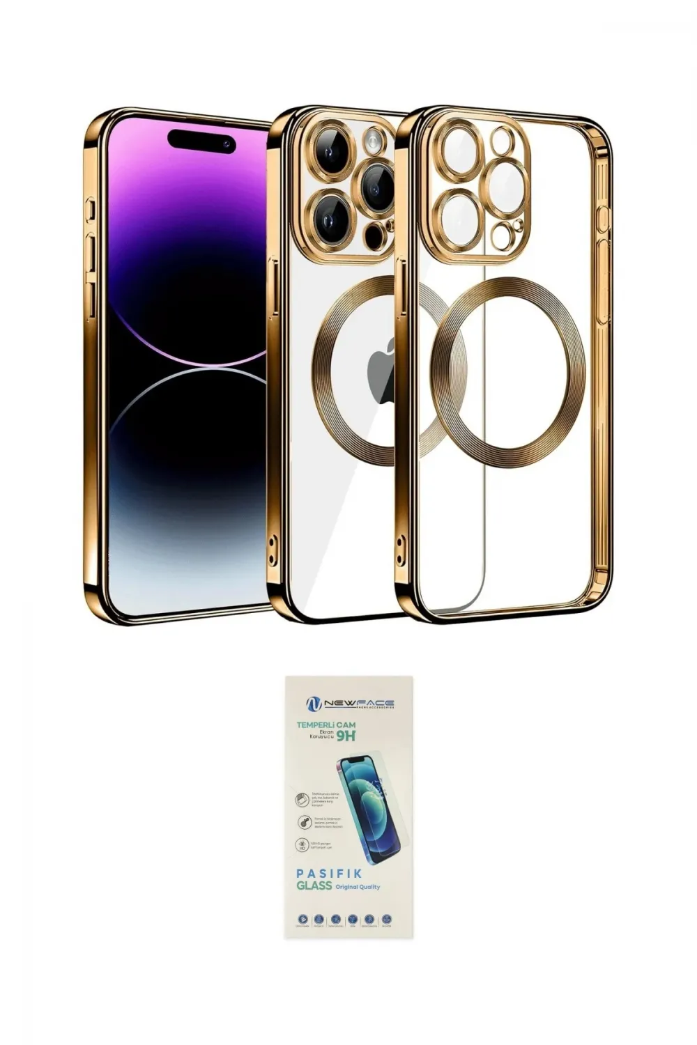 ieg™ iPhone 13 Pro Max Kılıf Pusula Form - Şeffaf Pasifik Cam Ekran Koruyucu