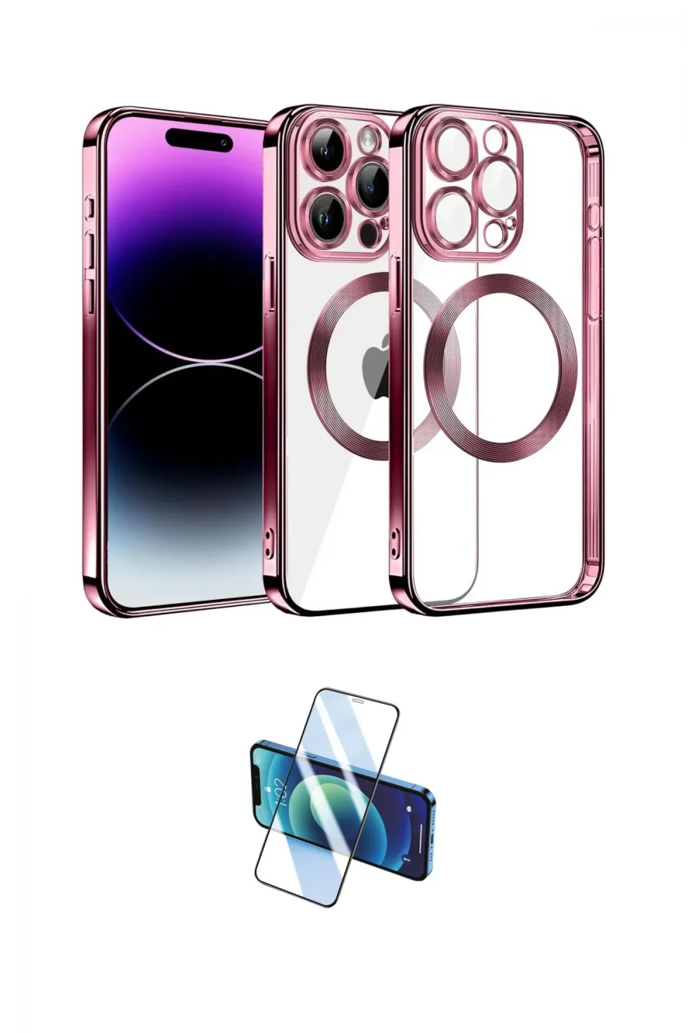 ieg™ iPhone 13 Pro Max Kılıf Pusula Form - Siyah 3D Antistatik Cam Ekran Koruyucu
