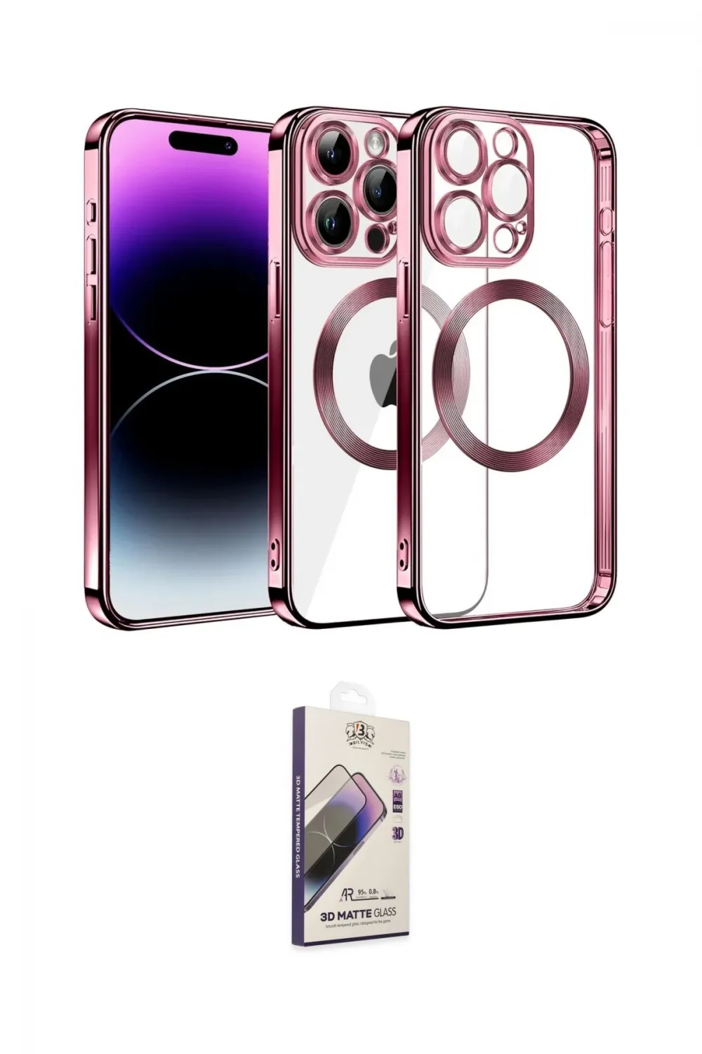ieg™ iPhone 13 Pro Max Kılıf Pusula Form - Siyah Bilvis 3D Mat Cam Ekran Koruyucu