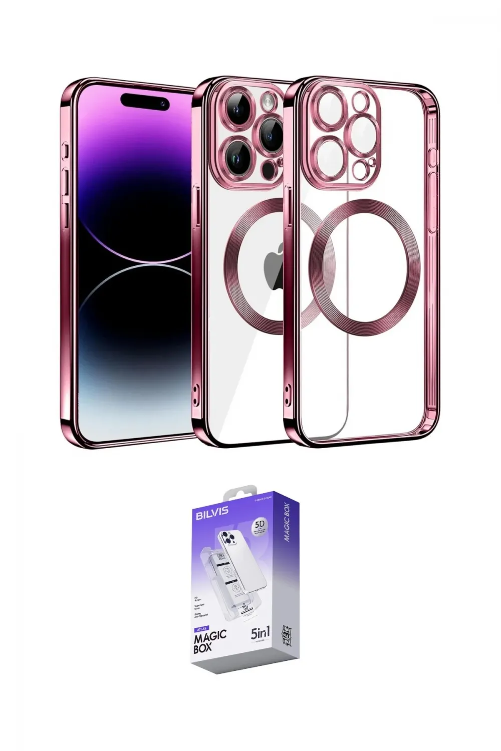 ieg™ iPhone 13 Pro Max Kılıf Pusula Form - Siyah Bilvis 5in1 3D Magic Cam Ekran Koruyucu
