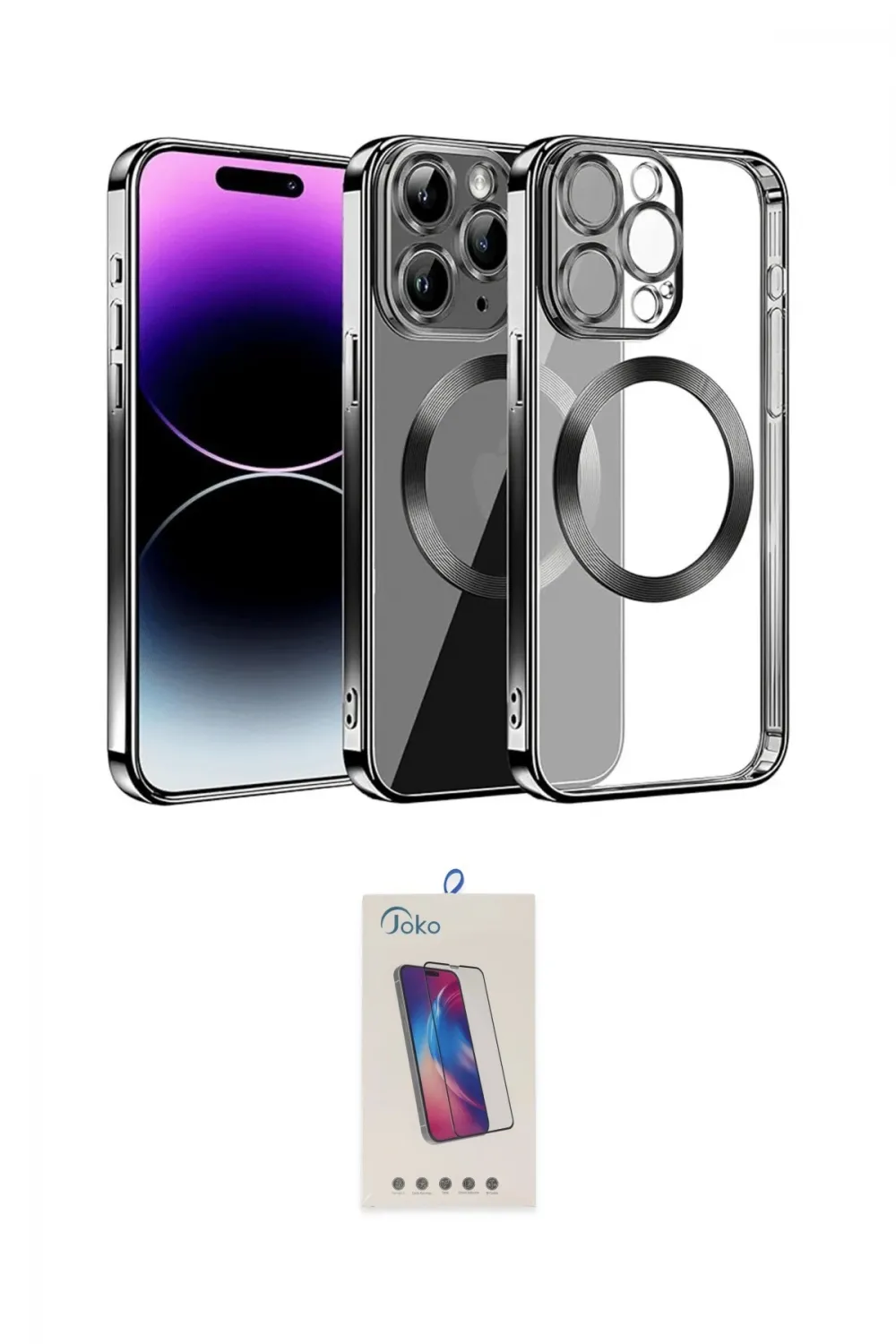 ieg™ iPhone 13 Pro Max Kılıf Pusula Form - Siyah Joko 5D Cam