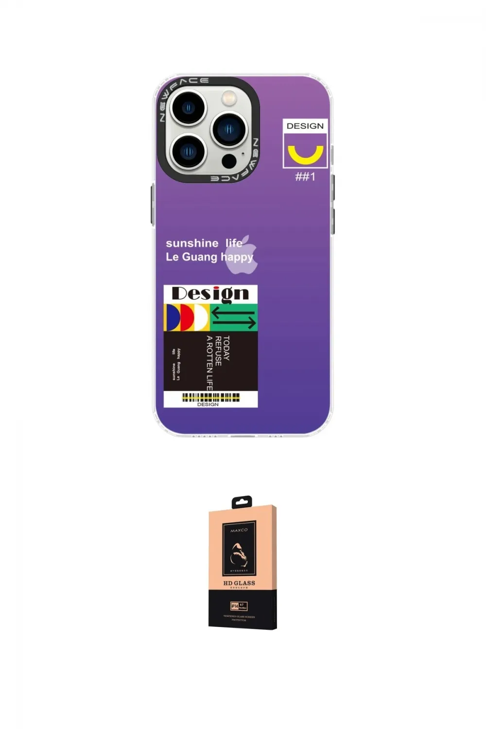 ieg™ iPhone 13 Pro Max Kılıf Siluet Çizgi Koleksiyonu - Şeffaf Maxco Cam Ekran Koruyucu