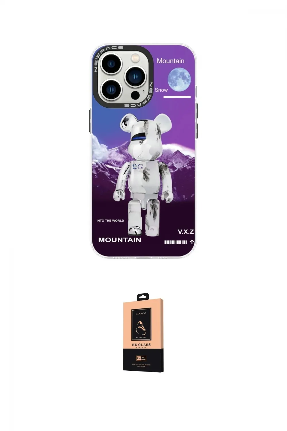 ieg™ iPhone 13 Pro Max Kılıf Siluet Çizgi Koleksiyonu - Şeffaf Maxco Cam Ekran Koruyucu
