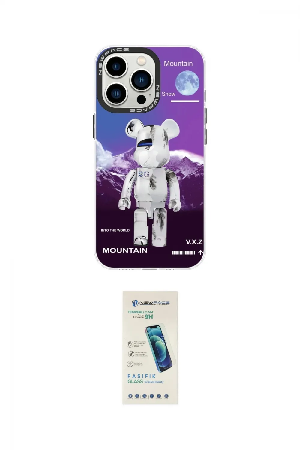 ieg™ iPhone 13 Pro Max Kılıf Siluet Çizgi Koleksiyonu - Şeffaf Pasifik Cam Ekran Koruyucu