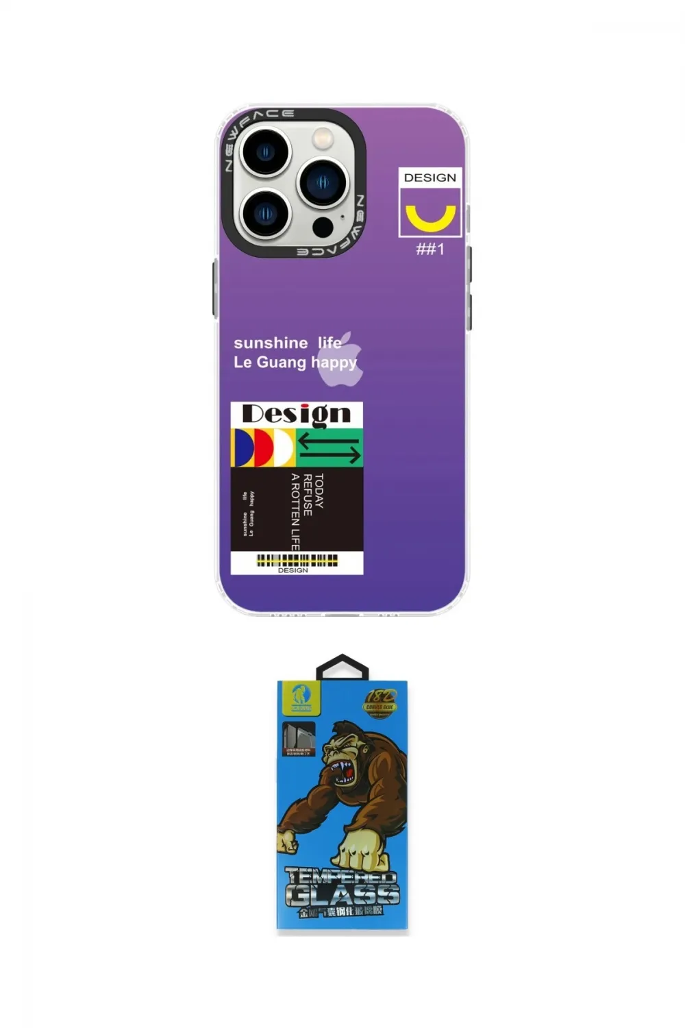 ieg™ iPhone 13 Pro Max Kılıf Siluet Çizgi Koleksiyonu - Siyah 18D Cam Ekran Koruyucu
