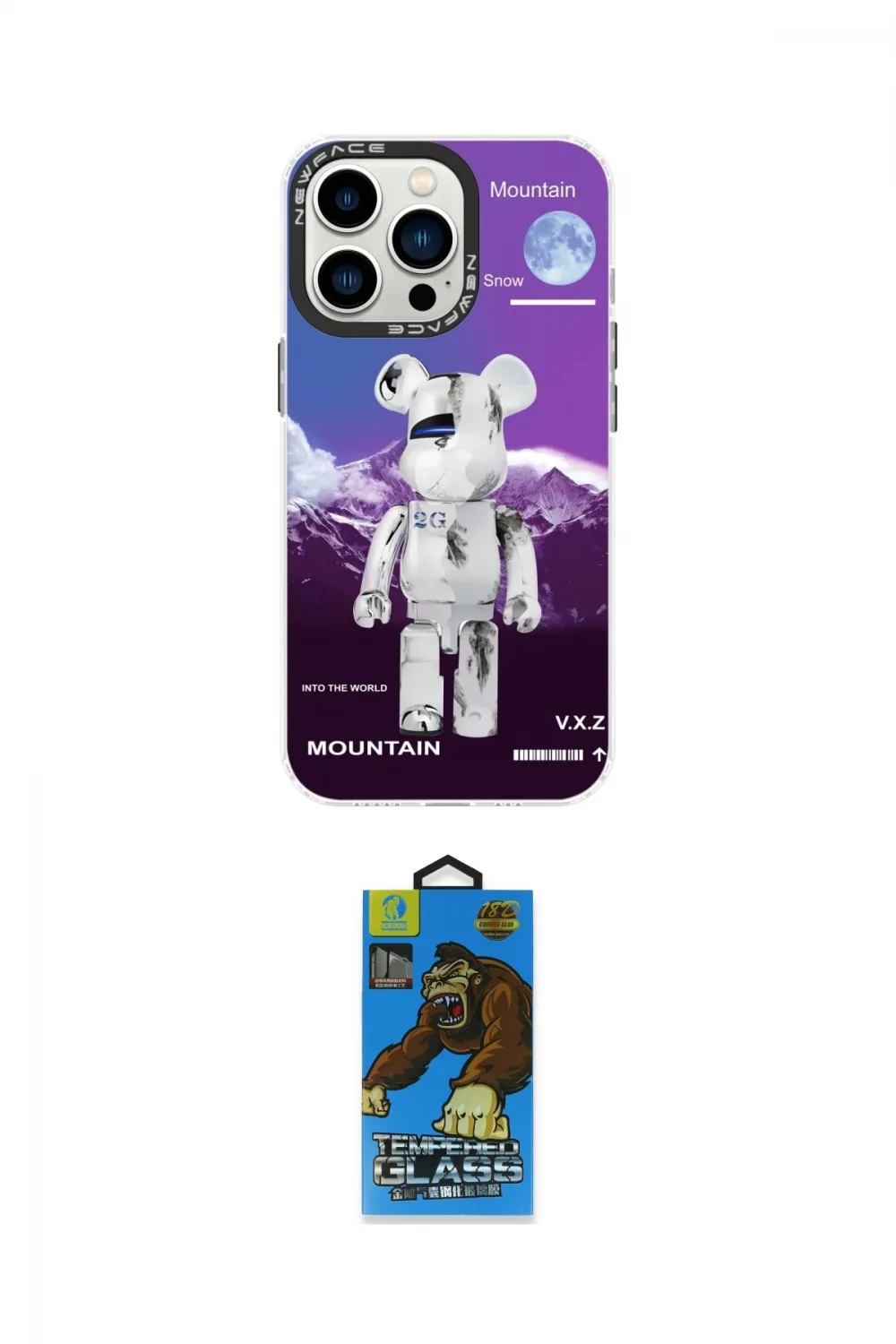 ieg™ iPhone 13 Pro Max Kılıf Siluet Çizgi Koleksiyonu - Siyah 18D Cam Ekran Koruyucu
