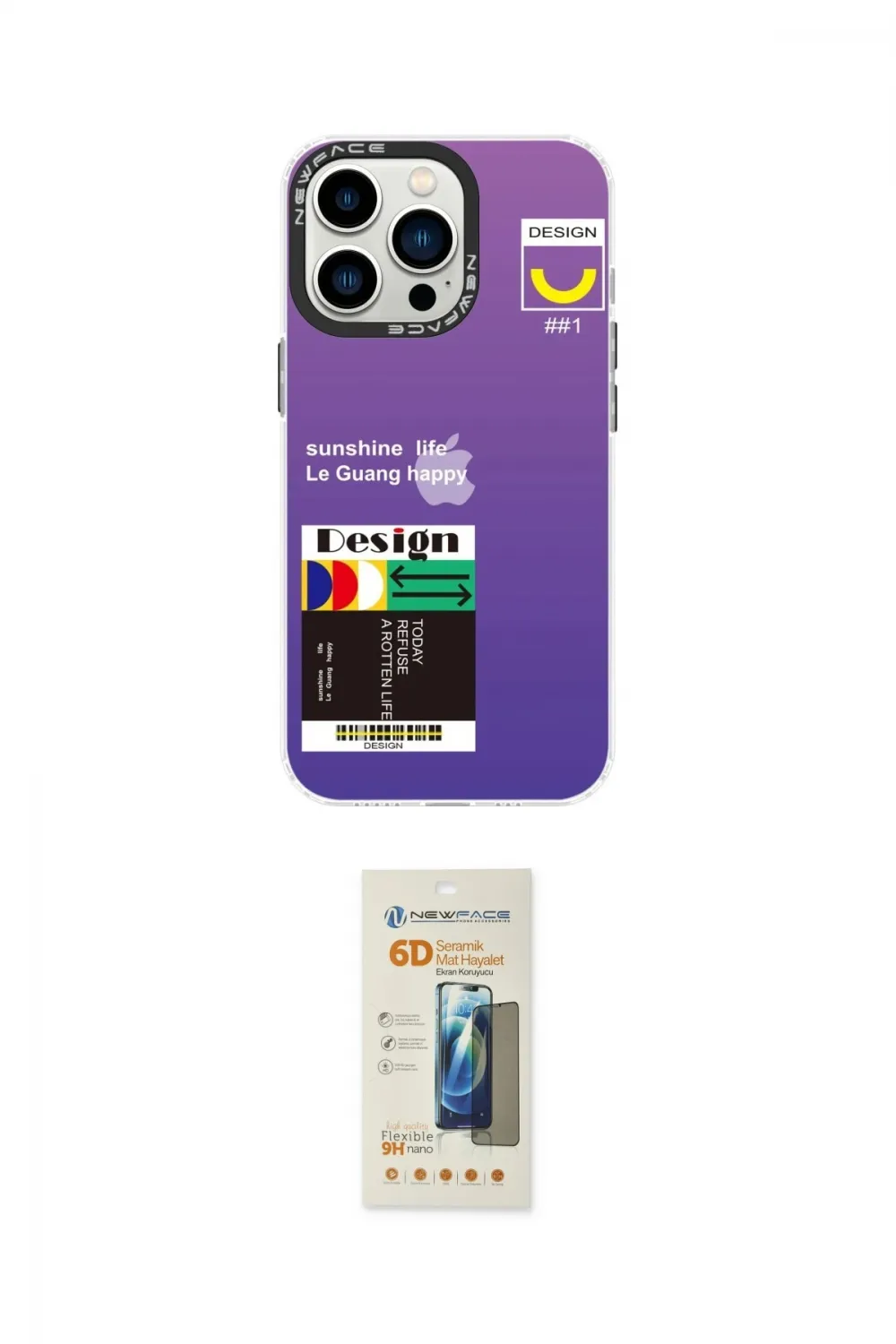 ieg™ iPhone 13 Pro Max Kılıf Siluet Çizgi Koleksiyonu - Siyah 6D Mat Seramik Hayalet Nano Ekran Koruyucu