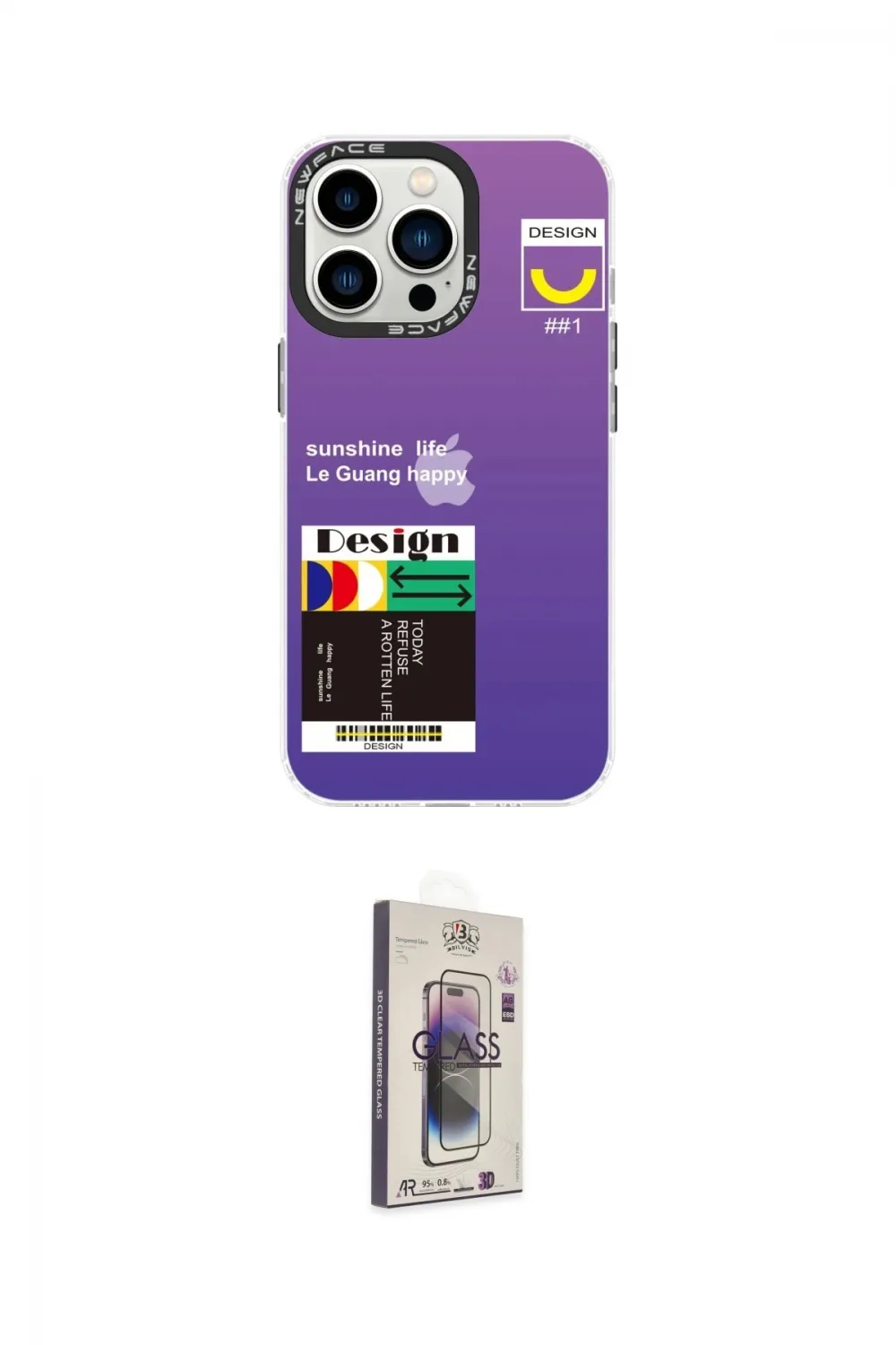 ieg™ iPhone 13 Pro Max Kılıf Siluet Çizgi Koleksiyonu - Siyah Bilvis 3D Cam Ekran Koruyucu