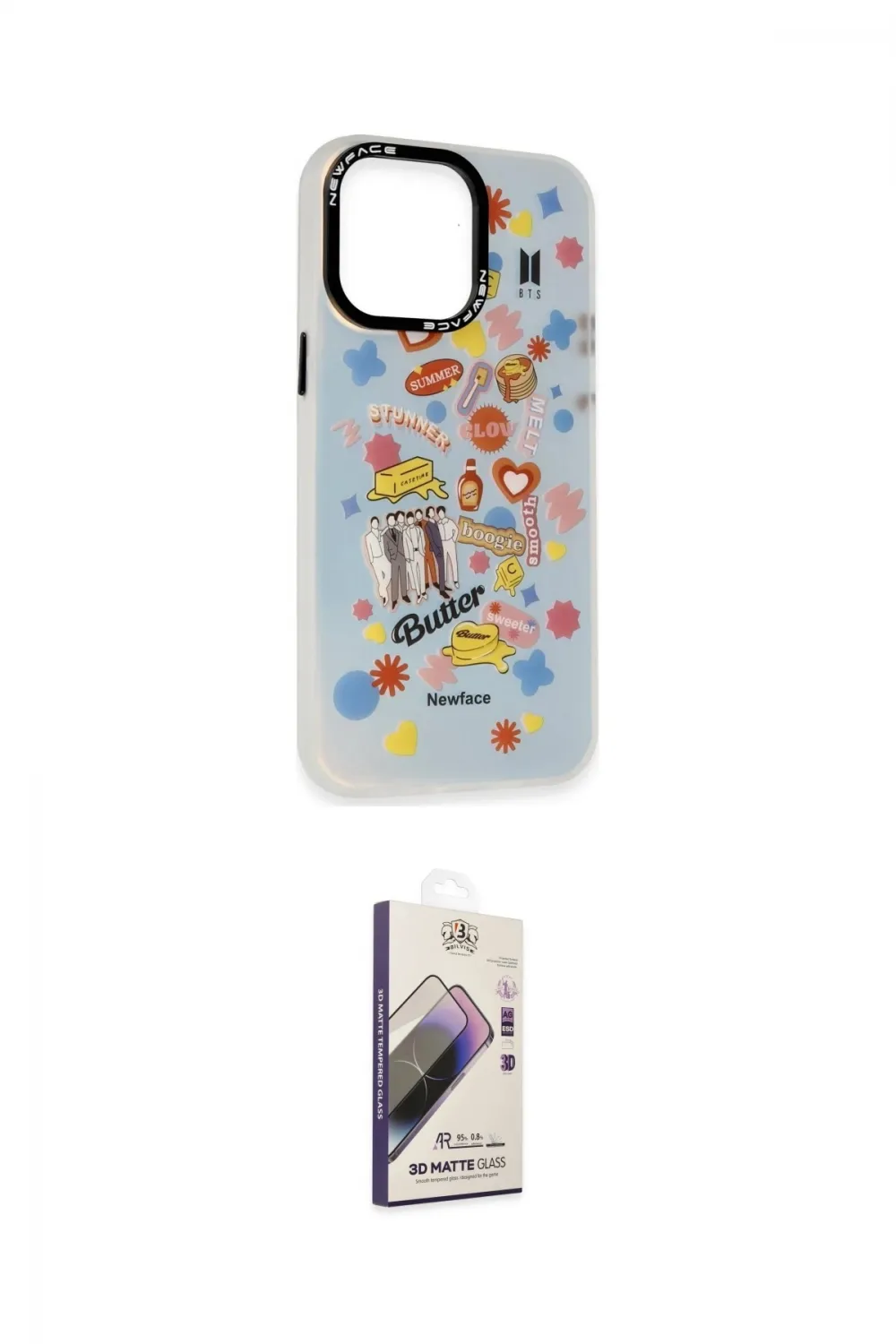 ieg™ iPhone 13 Pro Max Kılıf Siluet Çizgi Koleksiyonu - Siyah Bilvis 3D Mat Cam Ekran Koruyucu