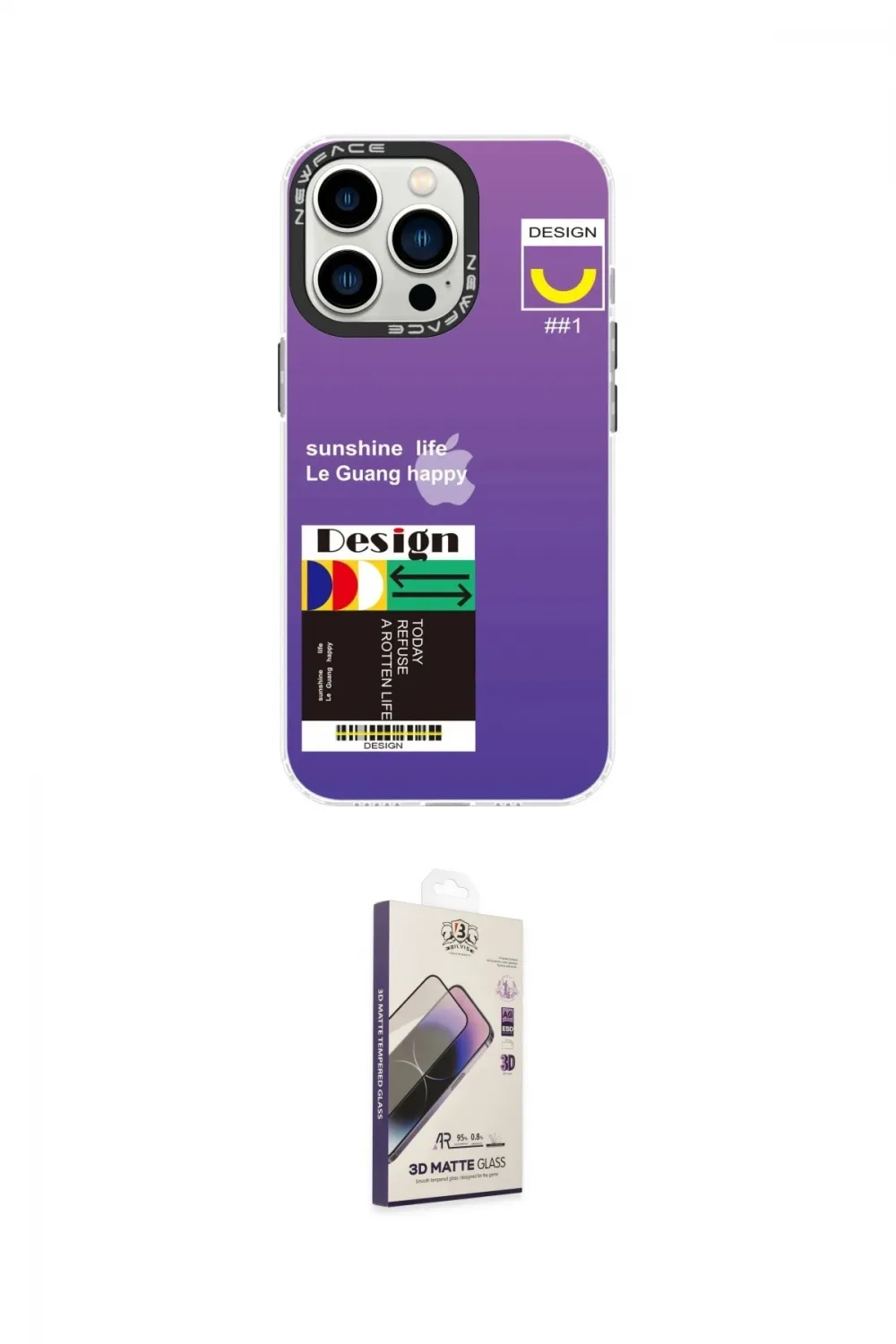 ieg™ iPhone 13 Pro Max Kılıf Siluet Çizgi Koleksiyonu - Siyah Bilvis 3D Mat Cam Ekran Koruyucu
