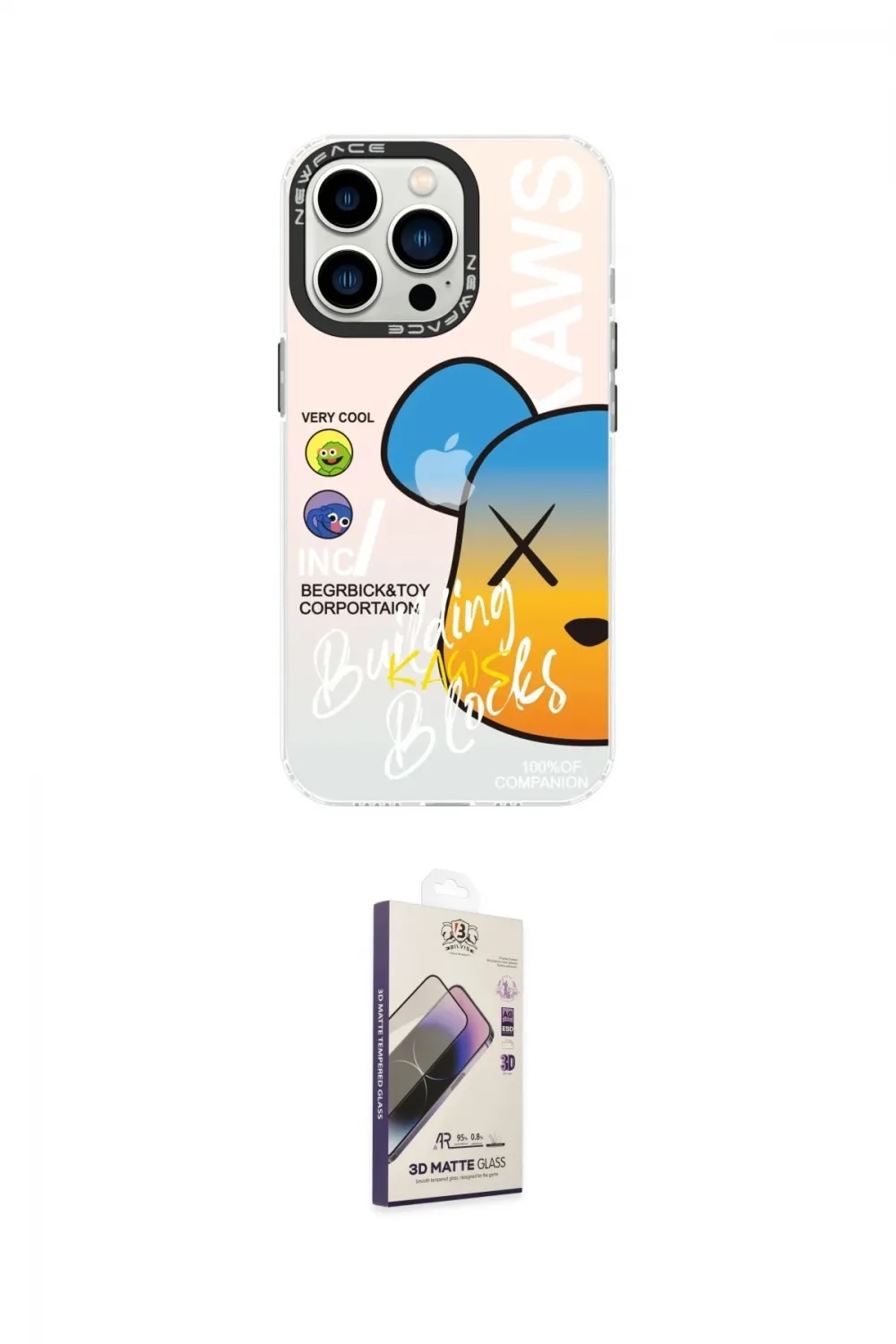 ieg™ iPhone 13 Pro Max Kılıf Siluet Çizgi Koleksiyonu - Siyah Bilvis 3D Mat Cam Ekran Koruyucu