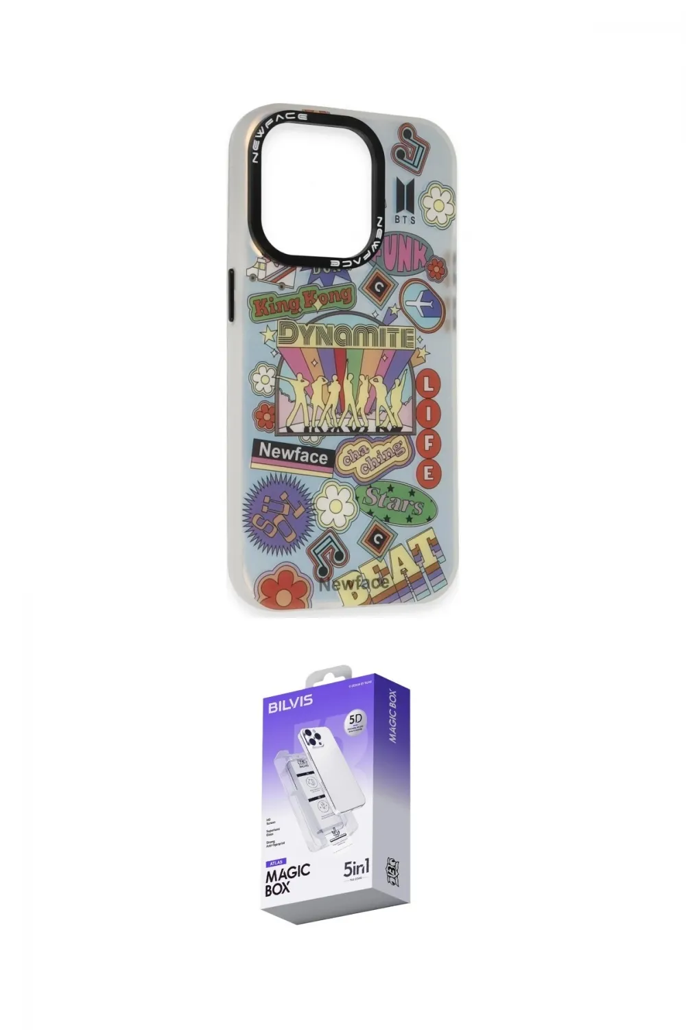 ieg™ iPhone 13 Pro Max Kılıf Siluet Çizgi Koleksiyonu - Siyah Bilvis 5in1 3D Magic Cam Ekran Koruyucu