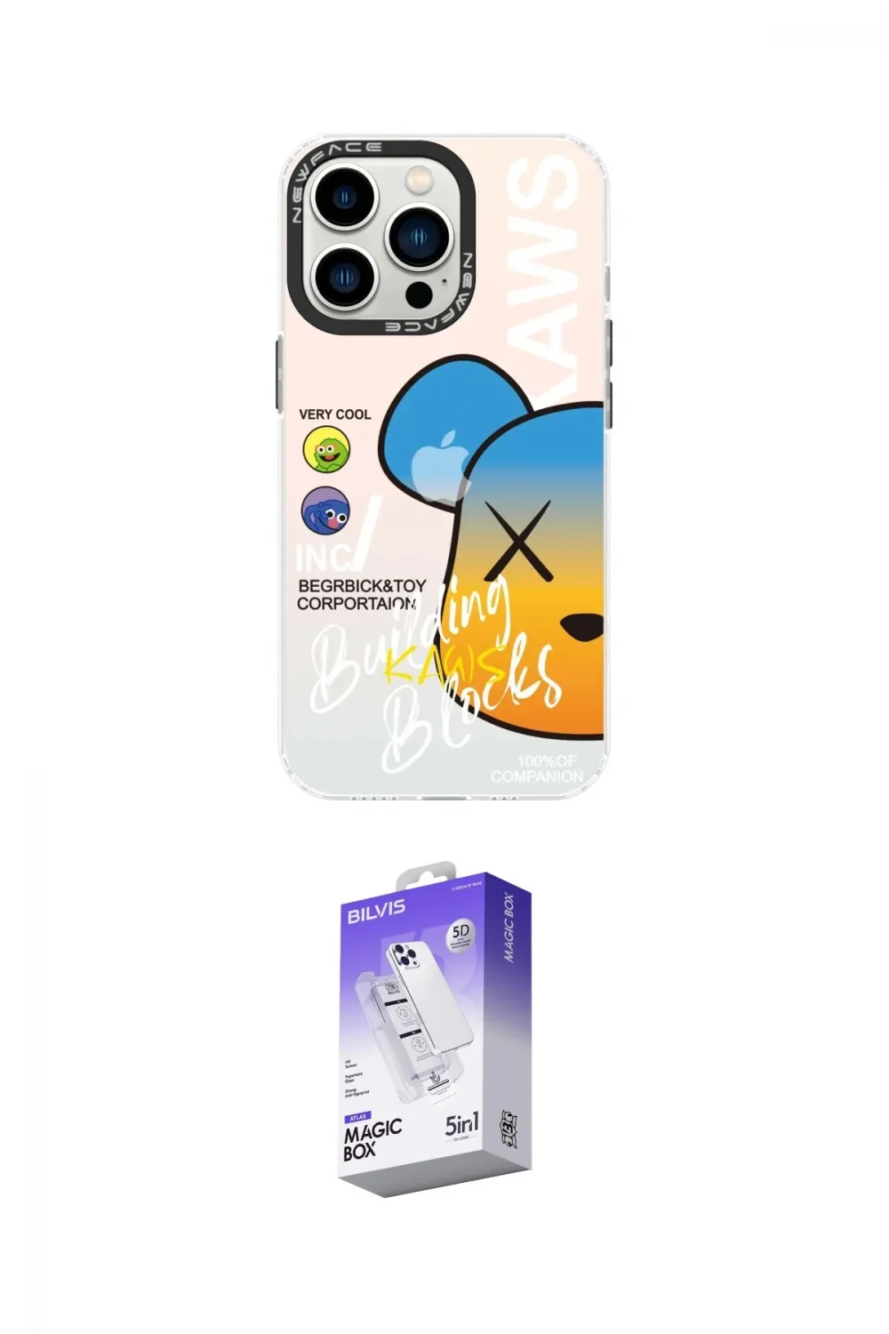ieg™ iPhone 13 Pro Max Kılıf Siluet Çizgi Koleksiyonu - Siyah Bilvis 5in1 3D Magic Cam Ekran Koruyucu