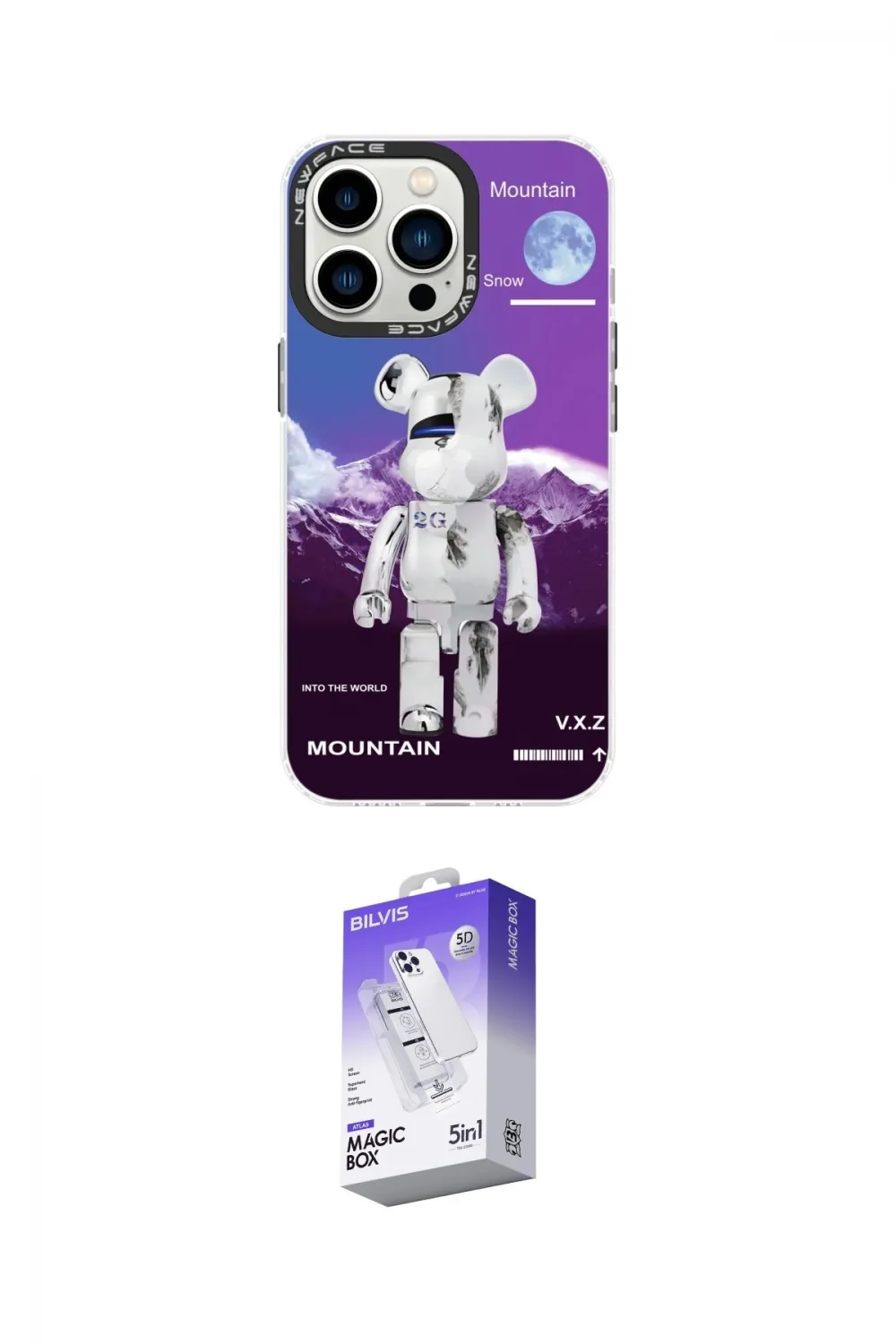 ieg™ iPhone 13 Pro Max Kılıf Siluet Çizgi Koleksiyonu - Siyah Bilvis 5in1 3D Magic Cam Ekran Koruyucu