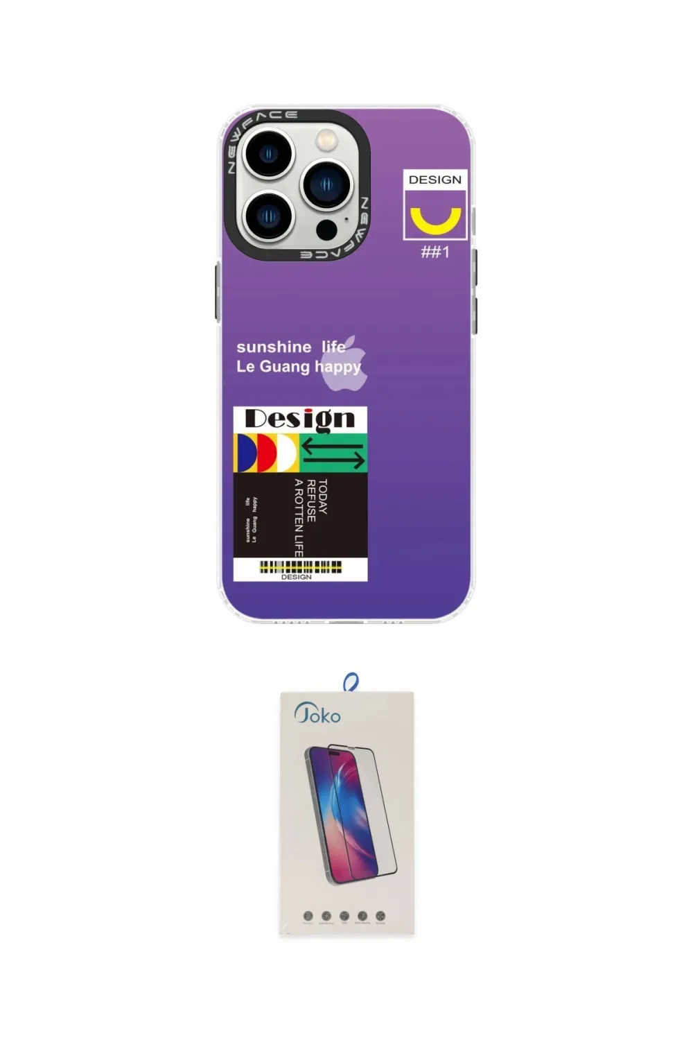 ieg™ iPhone 13 Pro Max Kılıf Siluet Çizgi Koleksiyonu - Siyah Joko 5D Cam