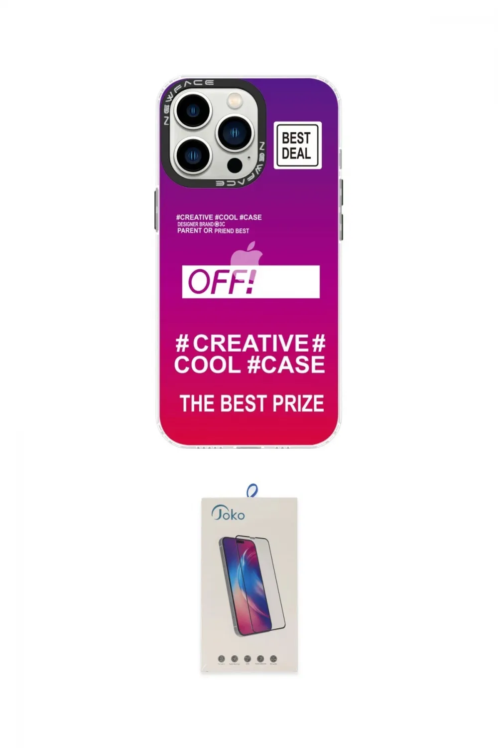 ieg™ iPhone 13 Pro Max Kılıf Siluet Çizgi Koleksiyonu - Siyah Joko 5D Cam