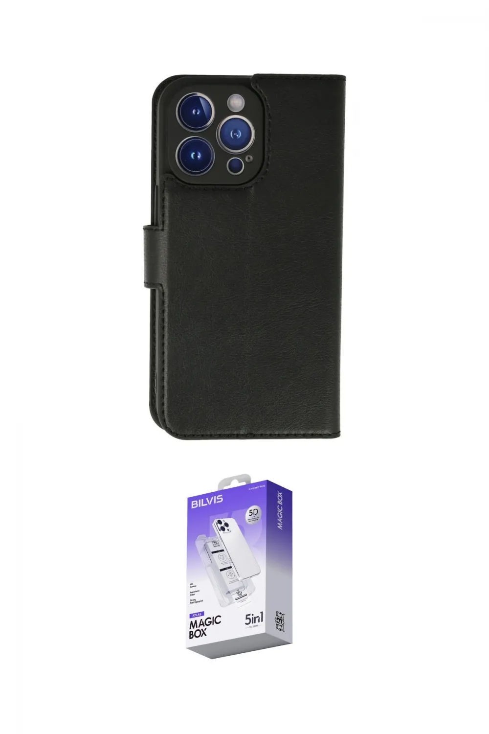 ieg™ iPhone 13 Pro Max Kılıf Siluet Işık Serisi - Siyah Bilvis 5in1 3D Magic Cam Ekran Koruyucu