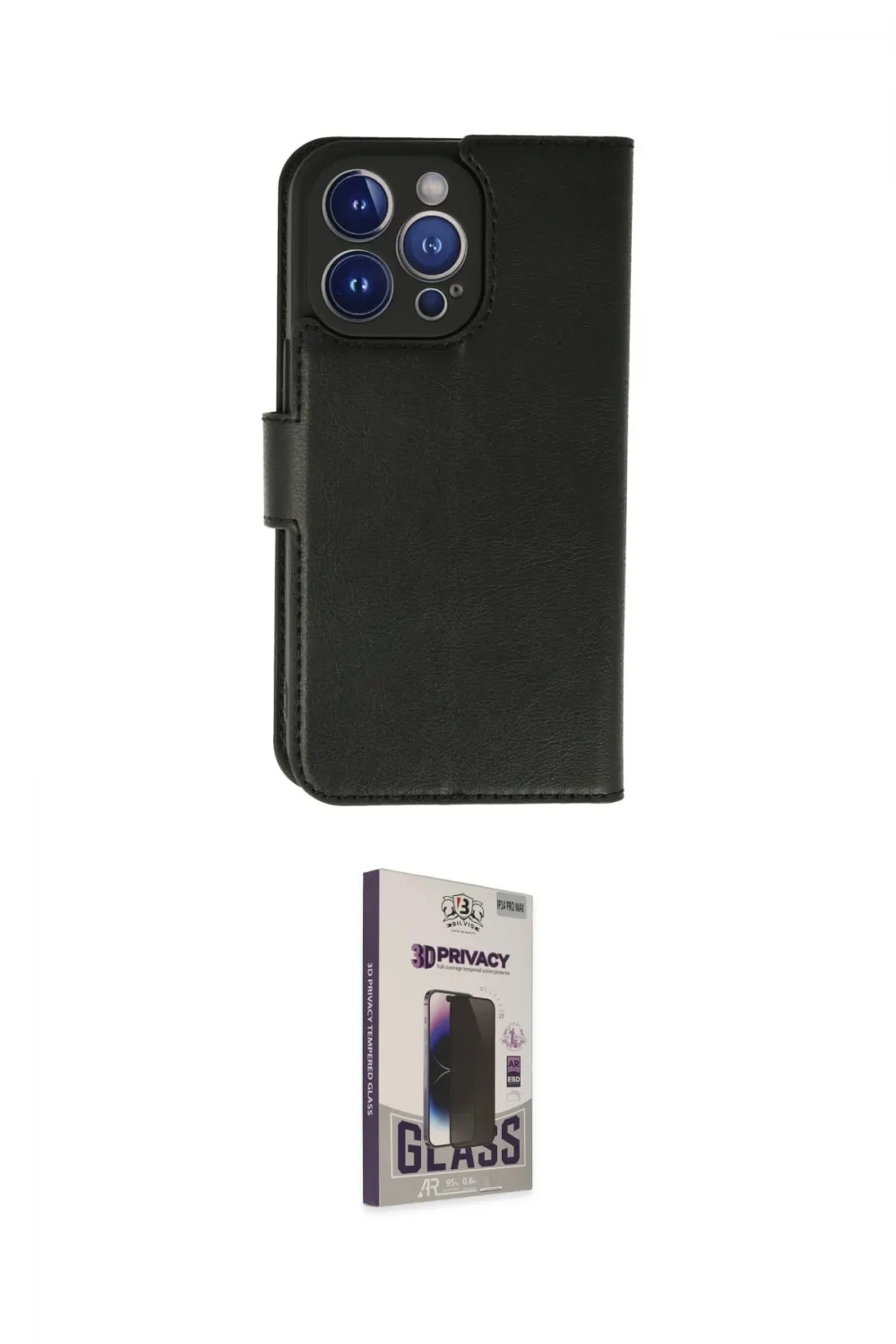 ieg™ iPhone 13 Pro Max Kılıf Siluet Işık Serisi - Siyah Bilvis Hayalet Cam Ekran Koruyucu