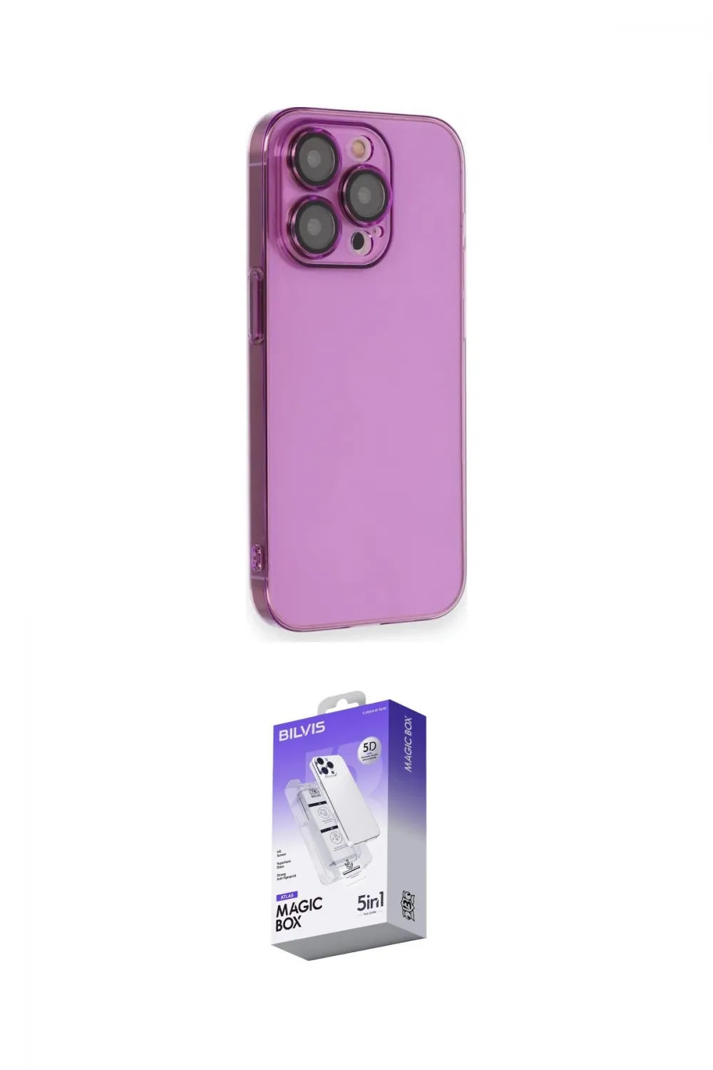 ieg™ iPhone 13 Pro Max Kılıf Siluet Minimal Özel Seri - Siyah Bilvis 5in1 3D Magic Cam Ekran Koruyucu