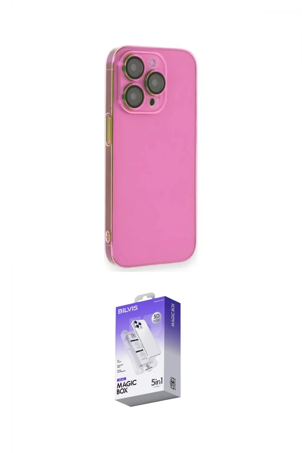 ieg™ iPhone 13 Pro Max Kılıf Siluet Minimal Özel Seri - Siyah Bilvis 5in1 3D Magic Cam Ekran Koruyucu