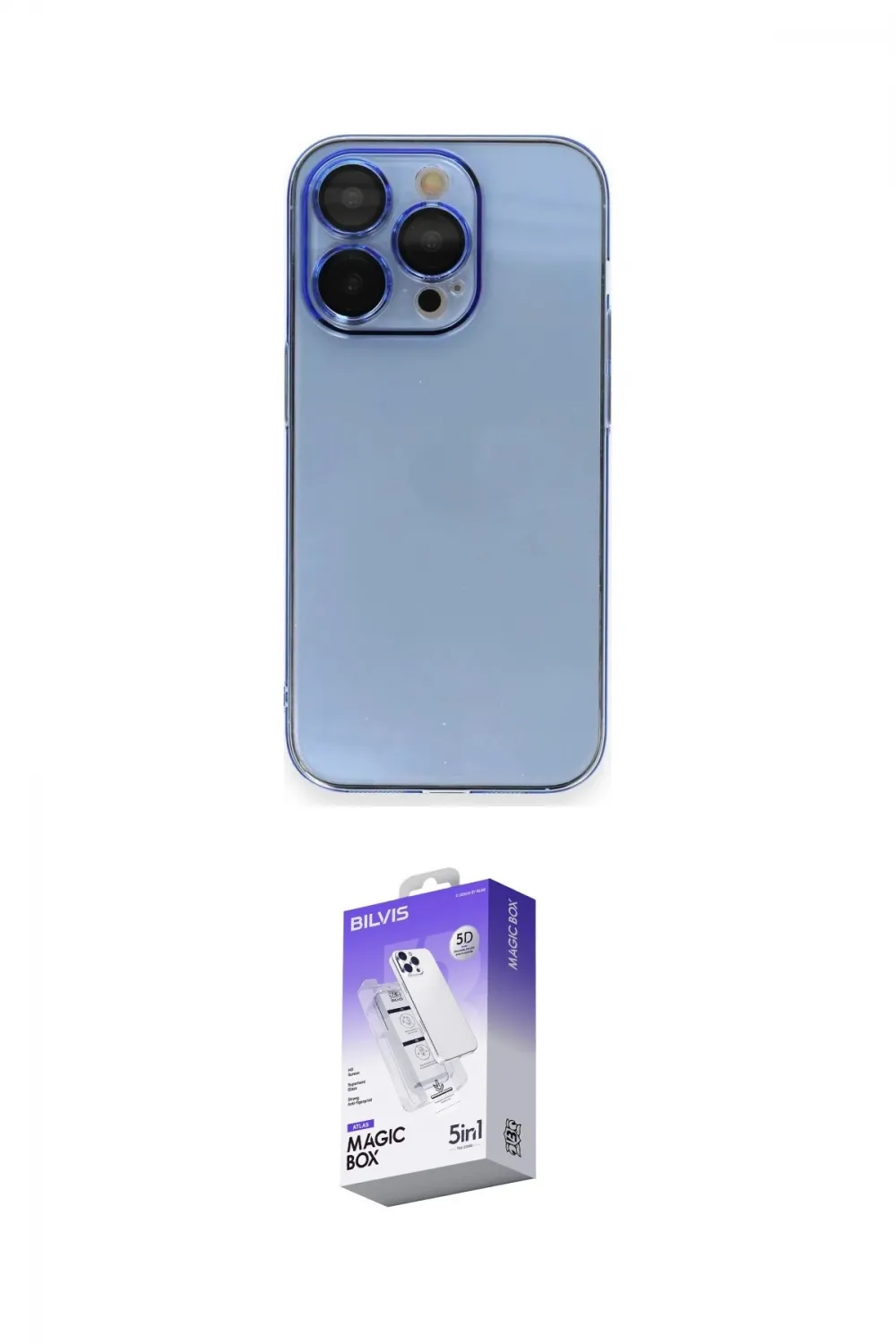 ieg™ iPhone 13 Pro Max Kılıf Siluet Minimal Özel Seri - Siyah Bilvis 5in1 3D Magic Cam Ekran Koruyucu