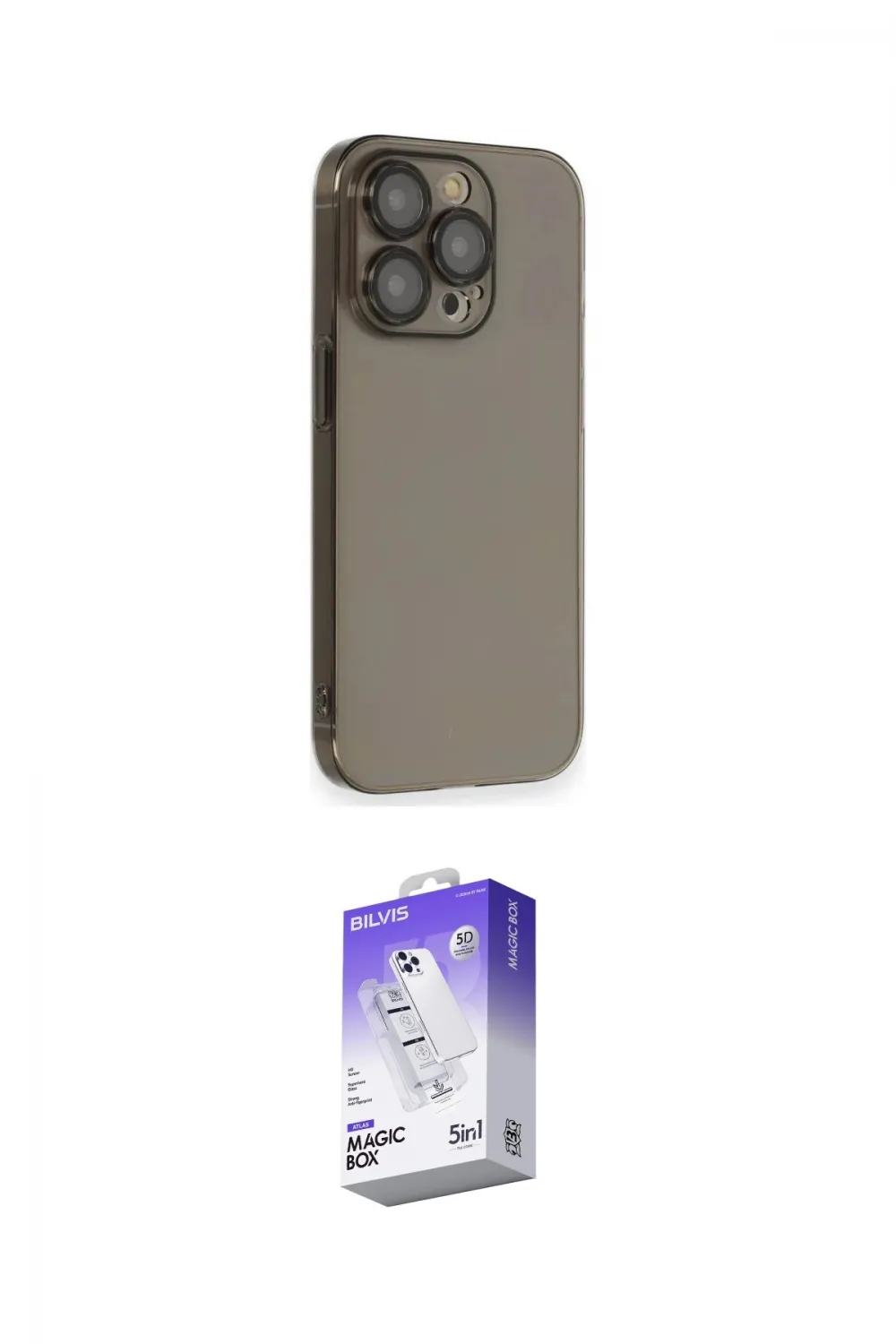 ieg™ iPhone 13 Pro Max Kılıf Siluet Minimal Özel Seri - Siyah Bilvis 5in1 3D Magic Cam Ekran Koruyucu
