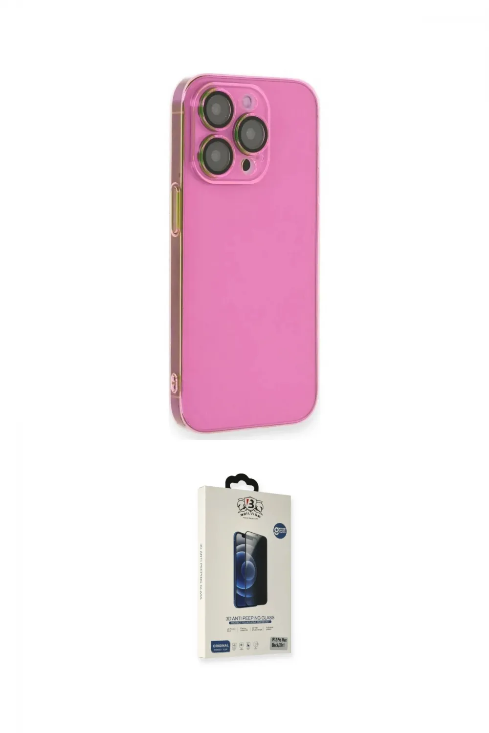 ieg™ iPhone 13 Pro Max Kılıf Siluet Minimal Özel Seri - Siyah Bilvis Hayalet Cam Ekran Koruyucu